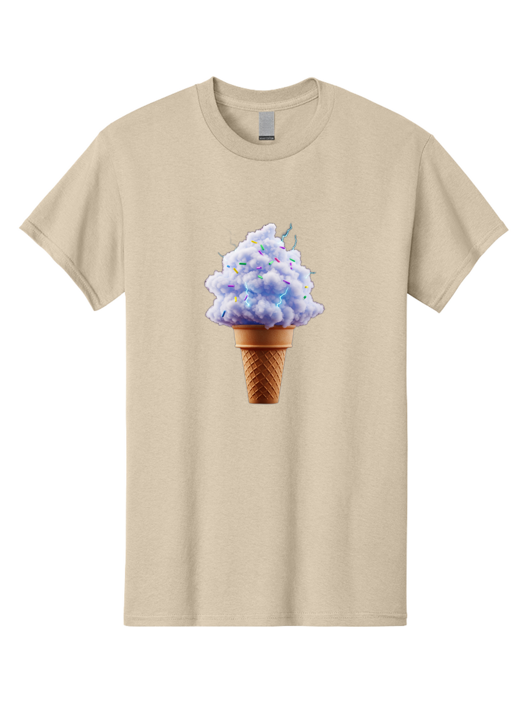 Ice-Cream-Cone-4 Men'S Graphic Tee, 100% Cotton, Comfortable Casual Summer Wear, Machine Washable, Ice Cream Cone, Pastel Colors, Colorful Sprinkles, Fluffy Texture, Sweet Treat, Desserts, Summer Fun, Ice Cream Lover, Creative Food Art Baa865