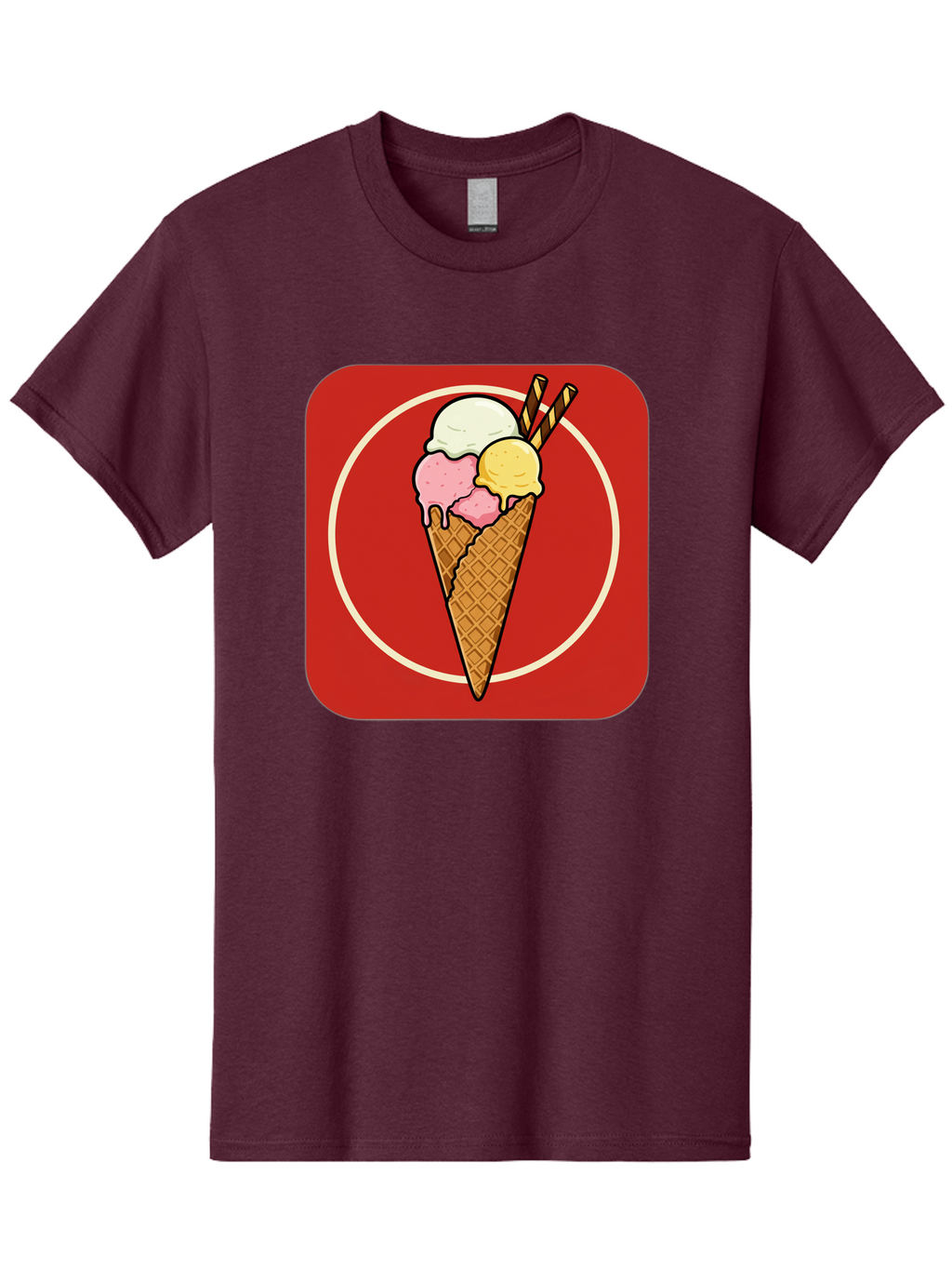 Ice-Cream-Cone-7 Men'S Graphic Tee, 100% Cotton, Comfortable Casual Summer Wear, Machine Washable, Ice Cream Cone, Three Scoops, Waffle Cone, Dessert, Sweet Treats, Colorful Illustration, Ice Cream Lovers, Tasty Delights Baa868