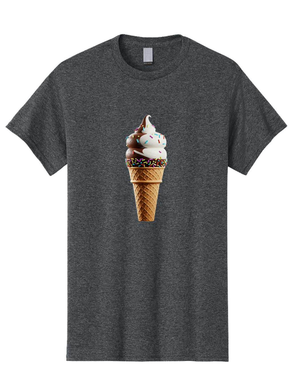 Ice-Cream-Cone Men'S Graphic Tee, 100% Cotton, Comfortable Casual Summer Wear, Machine Washable, Ice Cream Cone, Chocolate And Vanilla Swirl, Rainbow Sprinkles, Sweet Treat, Dessert Delight, Colorful Ice Cream, Tasty Cone, Fun Dessert, Baa875