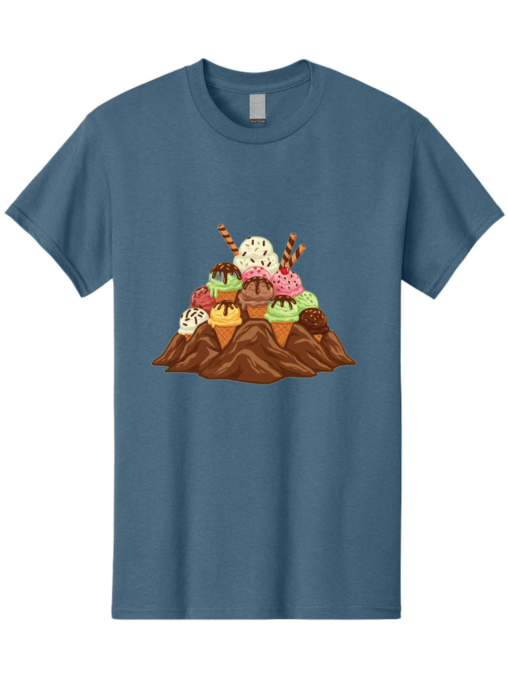 Ice-Cream-Cones Men'S Graphic Tee, 100% Cotton, Comfortable Casual Summer Wear, Machine Washable, Ice Cream Cones, Chocolate Sauce, Sprinkles, Waffle Cones, Colorful Ice Cream, Sweet Treats, Dessert Delights, Tasty Ice Cream, Dessert Art, Baa877