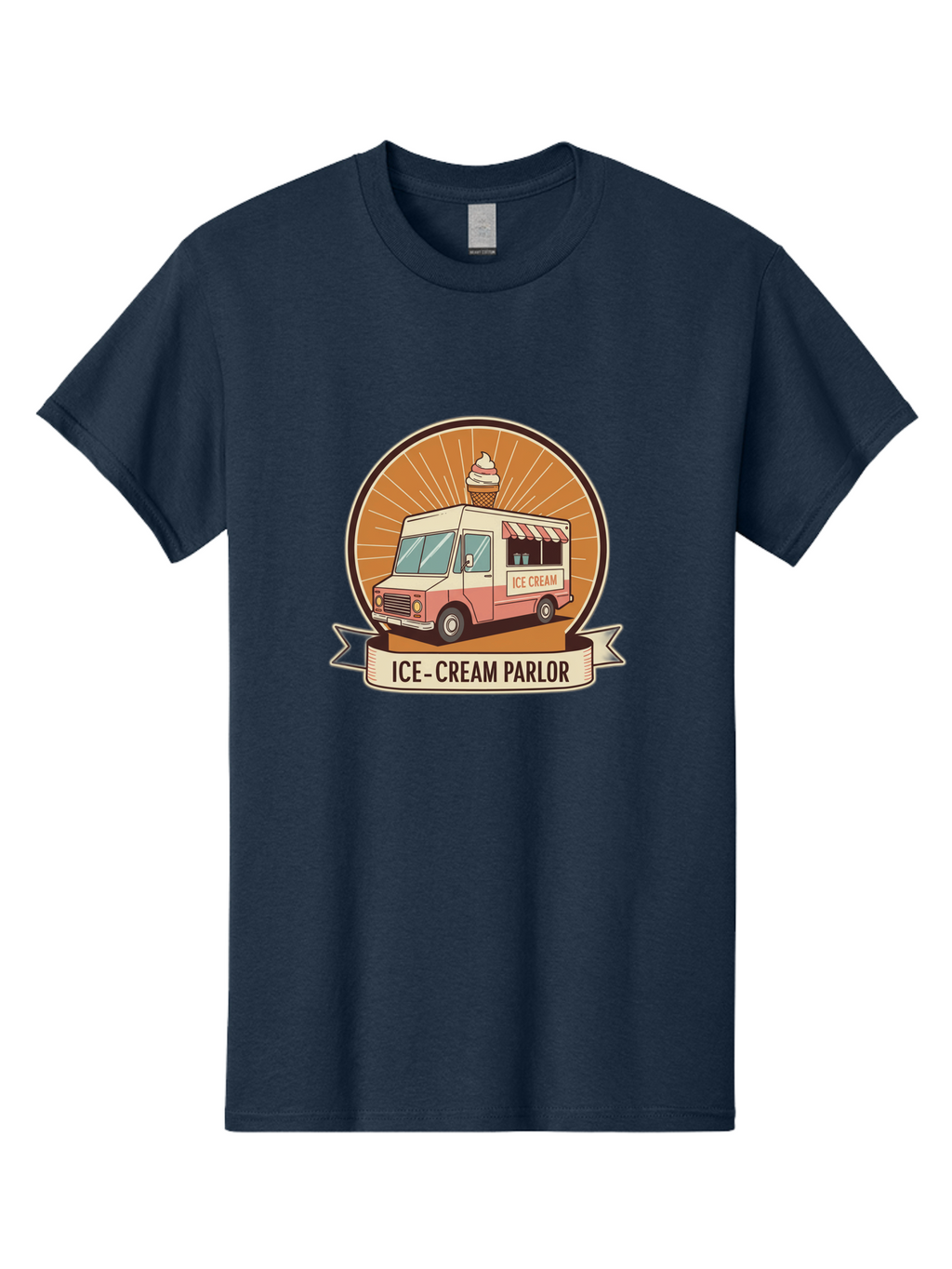 Ice-Cream-Parlor Men'S Graphic Tee, 100% Cotton, Comfortable Casual Summer Wear, Machine Washable, Ice Cream Truck, Ice Cream Parlor, Vintage Truck, Sweet Treats, Retro Style, Ice Cream Cone, Dessert Delight, Summertime Fun, Nostalgic Charm Baa878