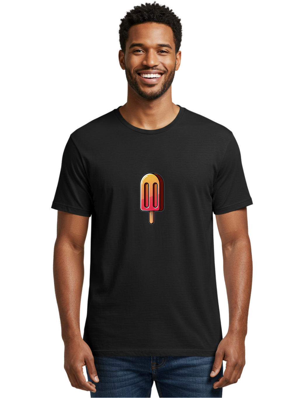 Ice-Popsicle Men'S Graphic Tee, 100% Cotton, Comfortable Casual Summer Wear, Machine Washable, Ice Popsicle, Summer Treat, Colorful Dessert, Refreshing Snack, Ice Cream On A Stick, Sweet Indulgence, Cold Pleasure, Fruity Flavor Baa879