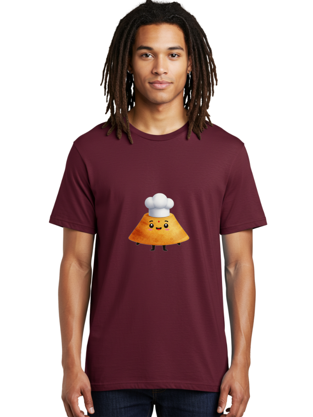 Idli-Character Men'S Graphic Tee, 100% Cotton, Comfortable Casual Summer Wear, Machine Washable, Cartoonish Representation, Sambar Vada Masala, South Indian Cuisine, Cute Character, Chef Hat, Traditional Dish, Vada, South Indian Food Baa880