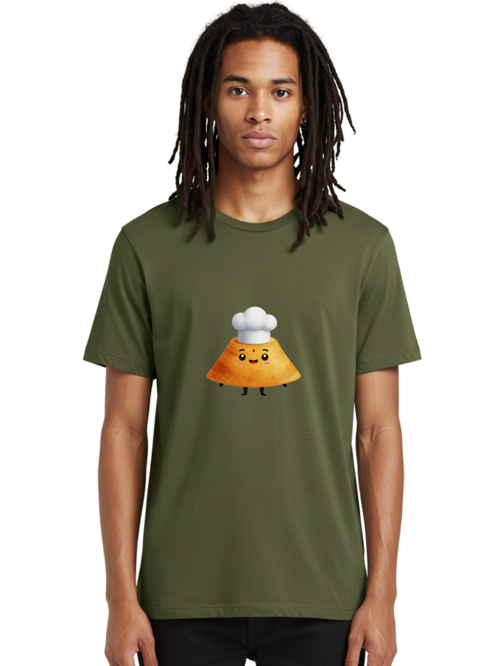 Idli-Character Men'S Graphic Tee, 100% Cotton, Comfortable Casual Summer Wear, Machine Washable, Cartoonish Representation, Sambar Vada Masala, South Indian Cuisine, Cute Character, Chef Hat, Traditional Dish, Vada, South Indian Food Baa880