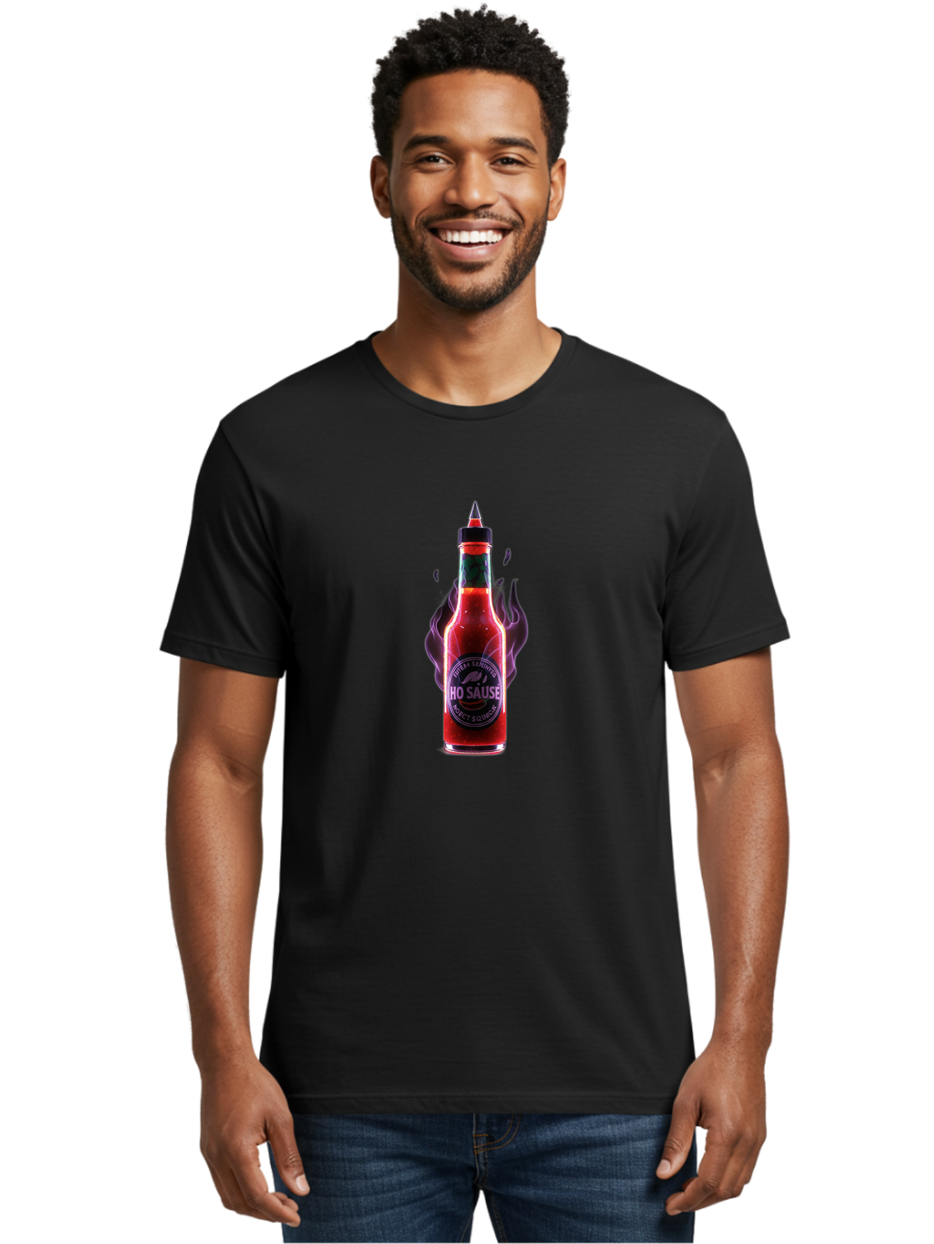 Iho-Sause Men'S Graphic Tee, 100% Cotton, Comfortable Casual Summer Wear, Machine Washable, Hot Sauce, Chili Pepper, Spicy Condiment, Red Sauce, Hot And Spicy, Fiery Flavor, Gourmet Hot Sauce, Condiment Bottle, Sauce Bottle, Chili Sauce, Baa881