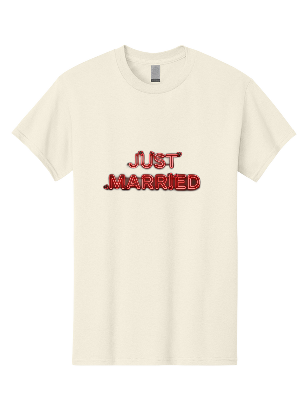 Just-Married-2 Men'S Graphic Tee, 100% Cotton, Comfortable Casual Summer Wear, Machine Washable, Wedding Decoration, Marriage Celebration, Newlyweds, Love Is In The Air, Red Neon Sign, Just Married Sign, Romance, Valentine'S Day Gift Baa886