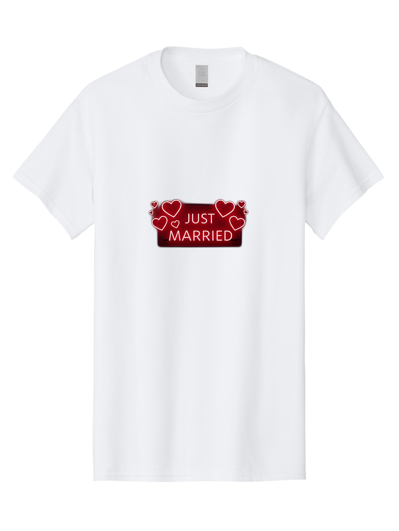 Just-Married-6 Men'S Graphic Tee, 100% Cotton, Comfortable Casual Summer Wear, Machine Washable, Marriage Celebration, Wedding Day, Just Married Sign, Red Hearts, Love Symbol, Valentines Day Gift, Romance, Wedding Decor Baa890