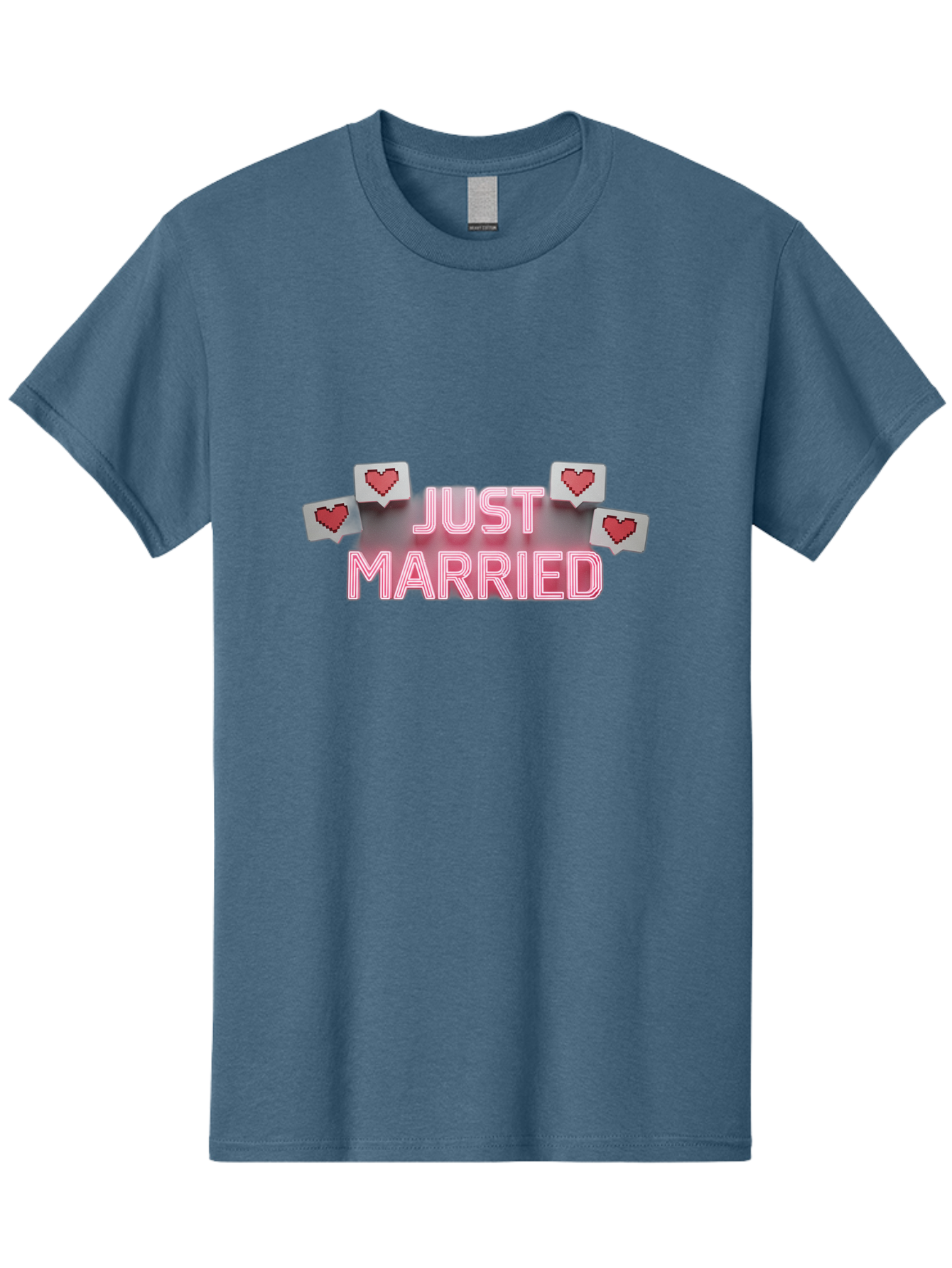 Just-Married-7 Men'S Graphic Tee, 100% Cotton, Comfortable Casual Summer Wear, Machine Washable, Just Married, Love Is In The Air, Heart-Shaped Notifications, Red Hearts, Wedding Celebration, Newlyweds, Marriage Bliss, Love Icons Baa891