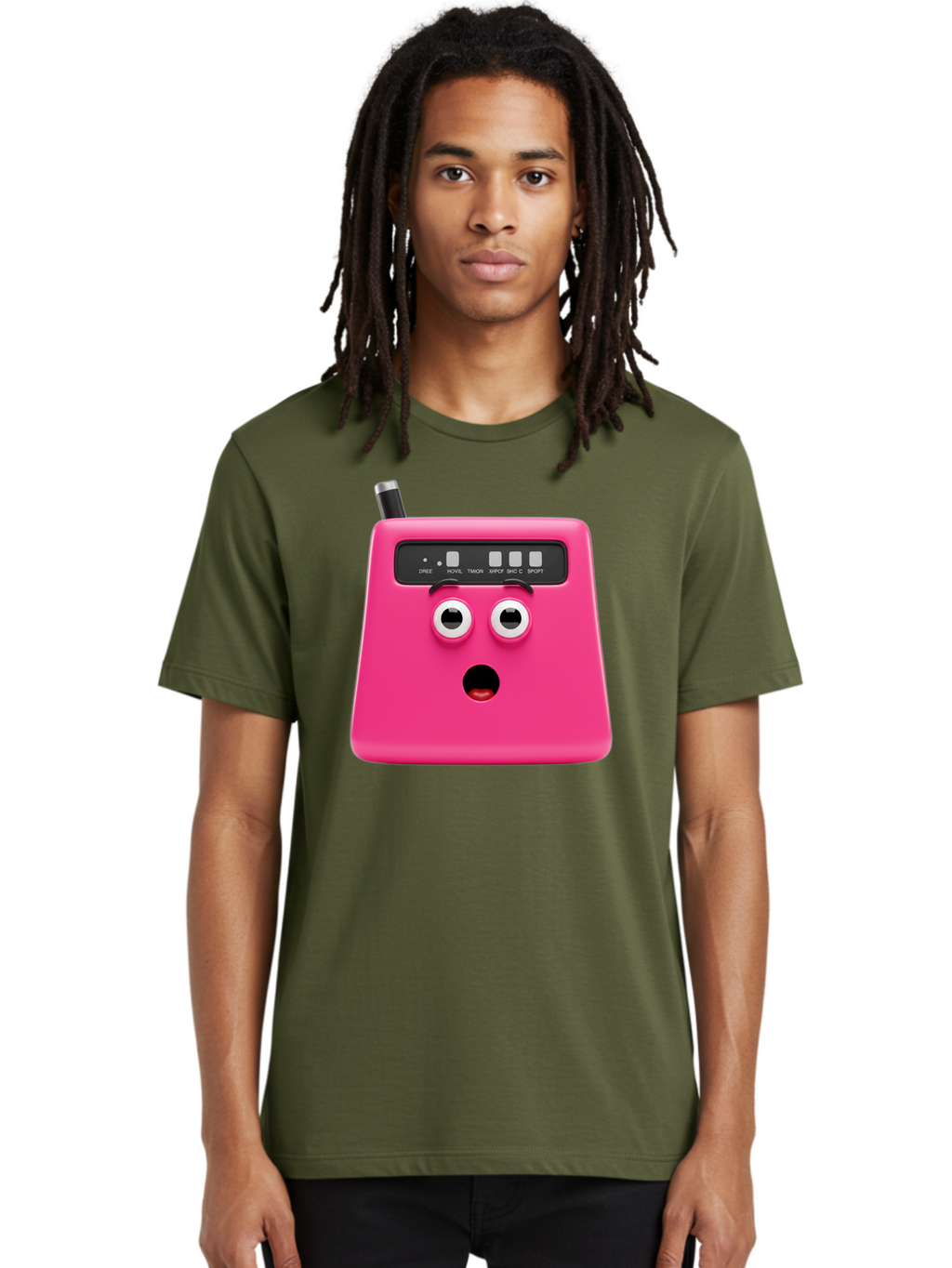 Kandou-Robot Men'S Graphic Tee, 100% Cotton, Comfortable Casual Summer Wear, Machine Washable, Pink Robot, Cute Face, Control Panel, Futuristic, Robotic Eyes, Tech Gadget, Innovative Design, Robotics, Electronic Device, Modern Technology Baa896