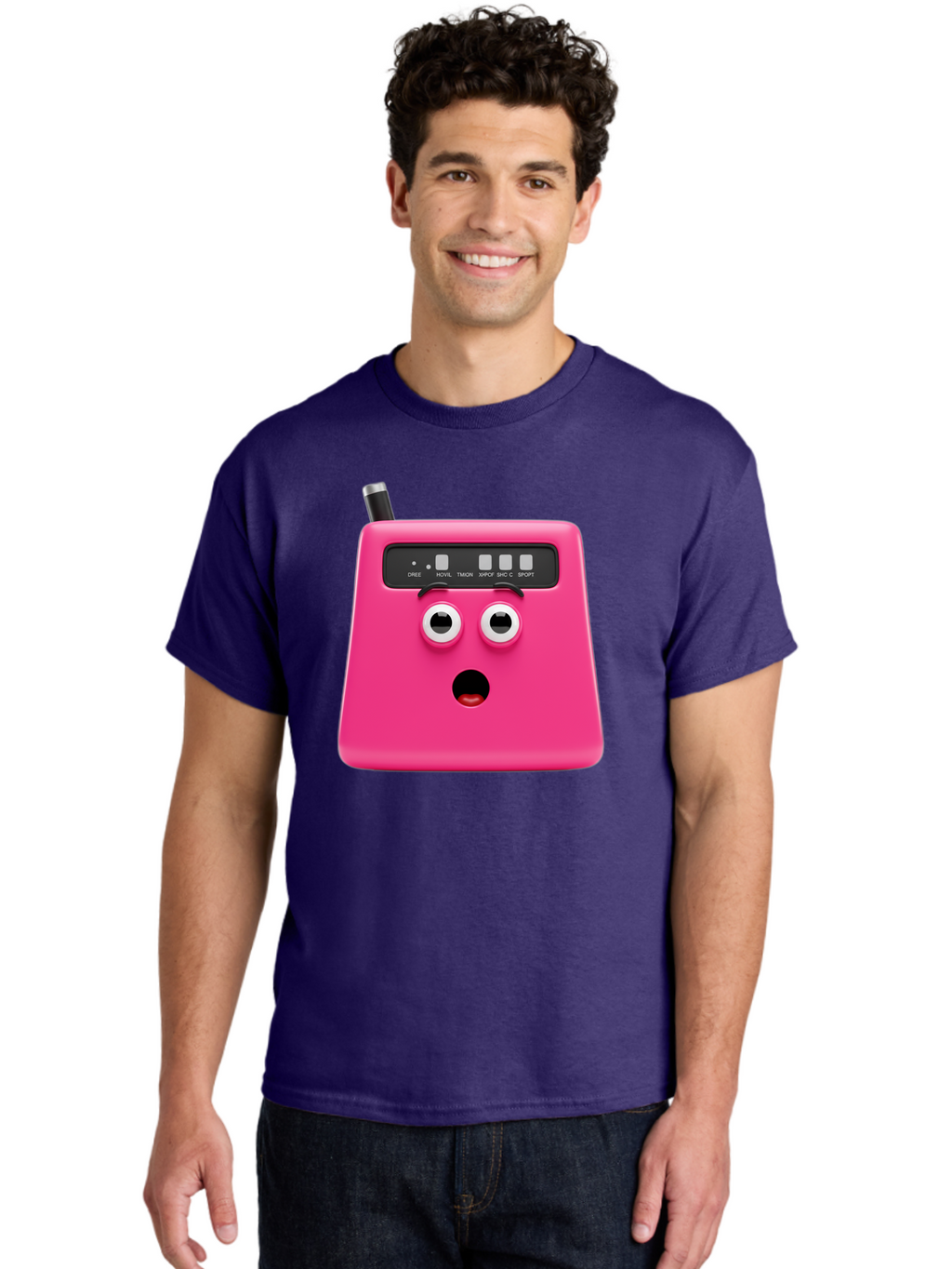 Kandou-Robot Men'S Graphic Tee, 100% Cotton, Comfortable Casual Summer Wear, Machine Washable, Pink Robot, Cute Face, Control Panel, Futuristic, Robotic Eyes, Tech Gadget, Innovative Design, Robotics, Electronic Device, Modern Technology Baa896