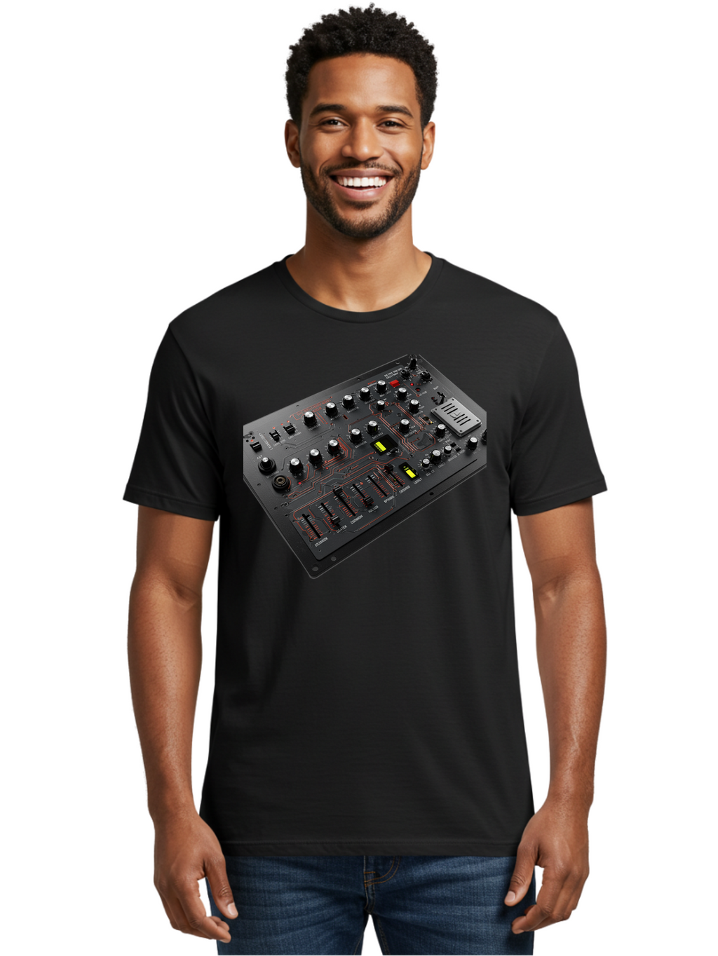 Korg-Minilogue-1 Men'S Graphic Tee, 100% Cotton, Comfortable Casual Summer Wear, Machine Washable, Korg Minilogue Synthesizer, Sound Design, Music Production, Analog Synthesizer, Audio Equipment, Electronic Music Gear, Knobs, Sliders, Buttons, Baa904