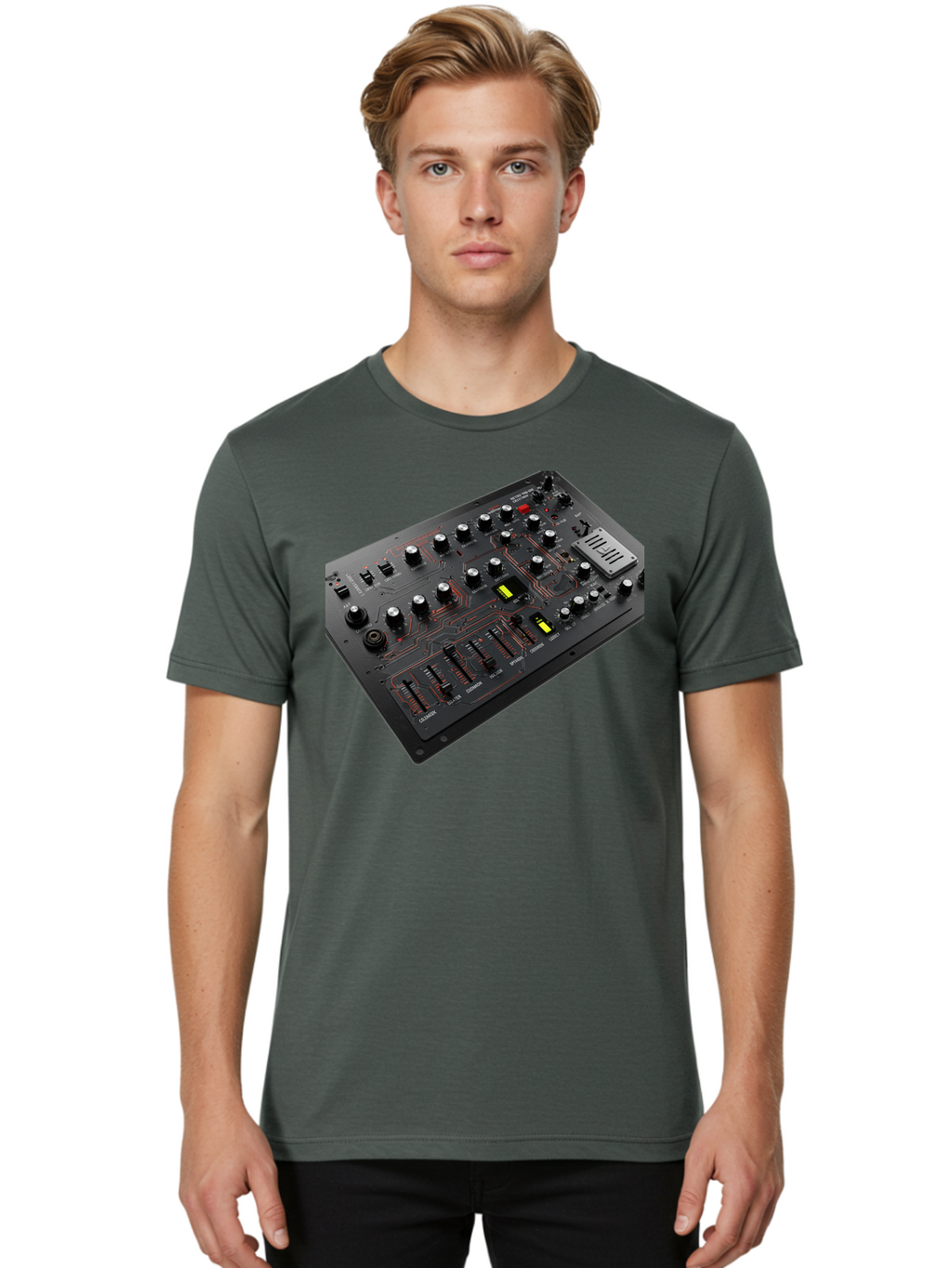 Korg-Minilogue-1 Men'S Graphic Tee, 100% Cotton, Comfortable Casual Summer Wear, Machine Washable, Korg Minilogue Synthesizer, Sound Design, Music Production, Analog Synthesizer, Audio Equipment, Electronic Music Gear, Knobs, Sliders, Buttons, Baa904