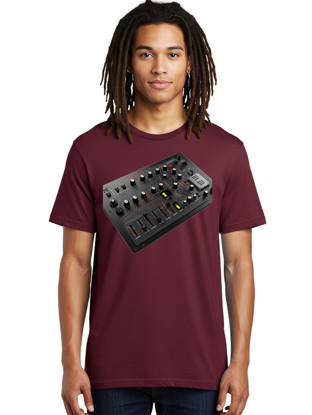 Korg-Minilogue-1 Men'S Graphic Tee, 100% Cotton, Comfortable Casual Summer Wear, Machine Washable, Korg Minilogue Synthesizer, Sound Design, Music Production, Analog Synthesizer, Audio Equipment, Electronic Music Gear, Knobs, Sliders, Buttons, Baa904