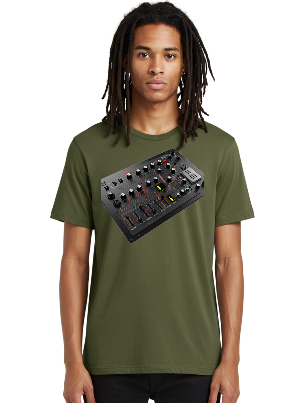 Korg-Minilogue-1 Men'S Graphic Tee, 100% Cotton, Comfortable Casual Summer Wear, Machine Washable, Korg Minilogue Synthesizer, Sound Design, Music Production, Analog Synthesizer, Audio Equipment, Electronic Music Gear, Knobs, Sliders, Buttons, Baa904