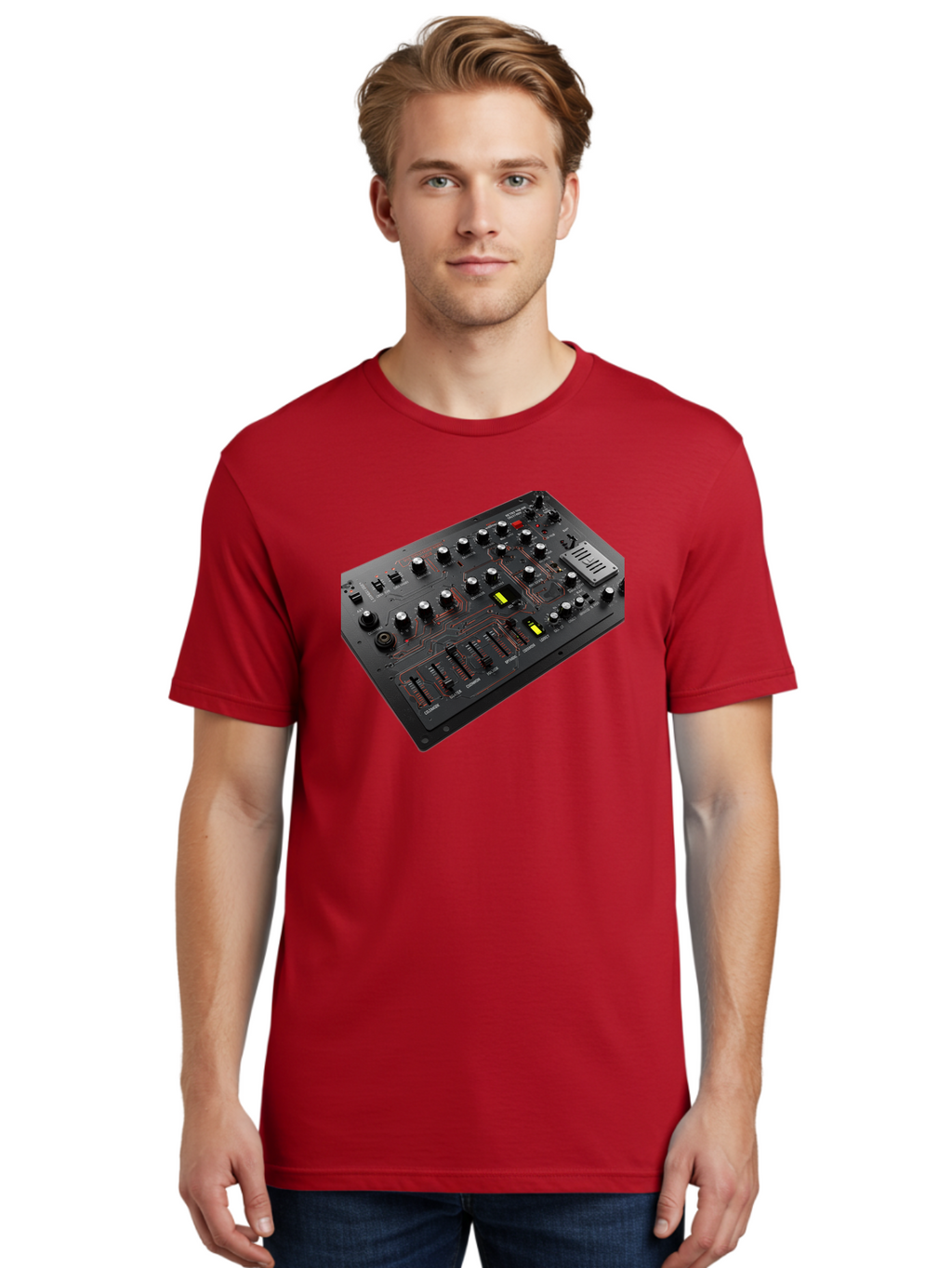 Korg-Minilogue-1 Men'S Graphic Tee, 100% Cotton, Comfortable Casual Summer Wear, Machine Washable, Korg Minilogue Synthesizer, Sound Design, Music Production, Analog Synthesizer, Audio Equipment, Electronic Music Gear, Knobs, Sliders, Buttons, Baa904