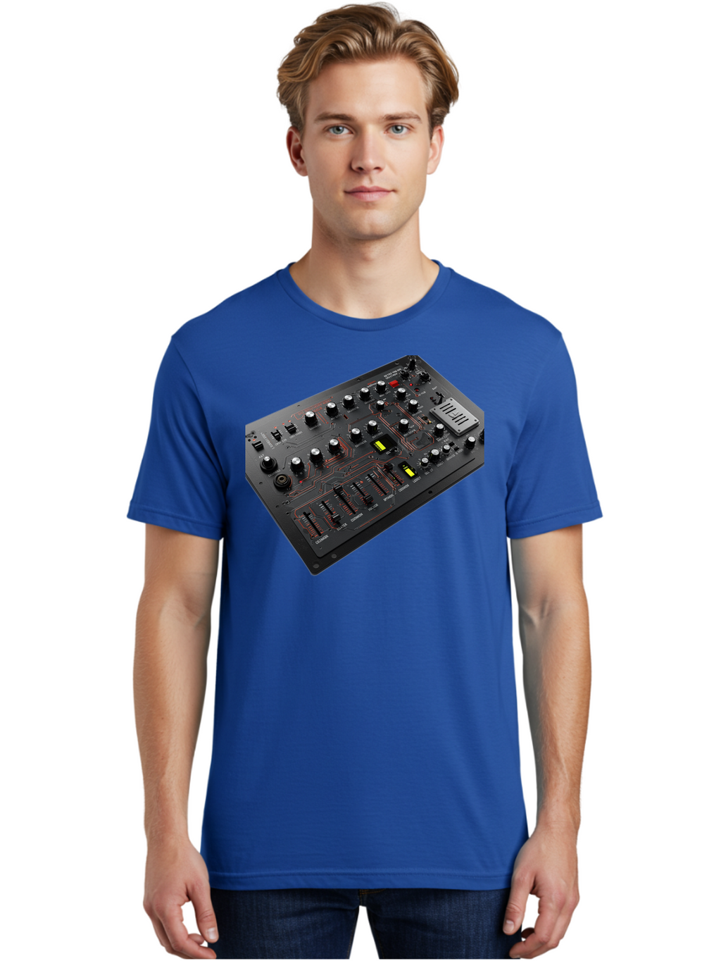 Korg-Minilogue-1 Men'S Graphic Tee, 100% Cotton, Comfortable Casual Summer Wear, Machine Washable, Korg Minilogue Synthesizer, Sound Design, Music Production, Analog Synthesizer, Audio Equipment, Electronic Music Gear, Knobs, Sliders, Buttons, Baa904