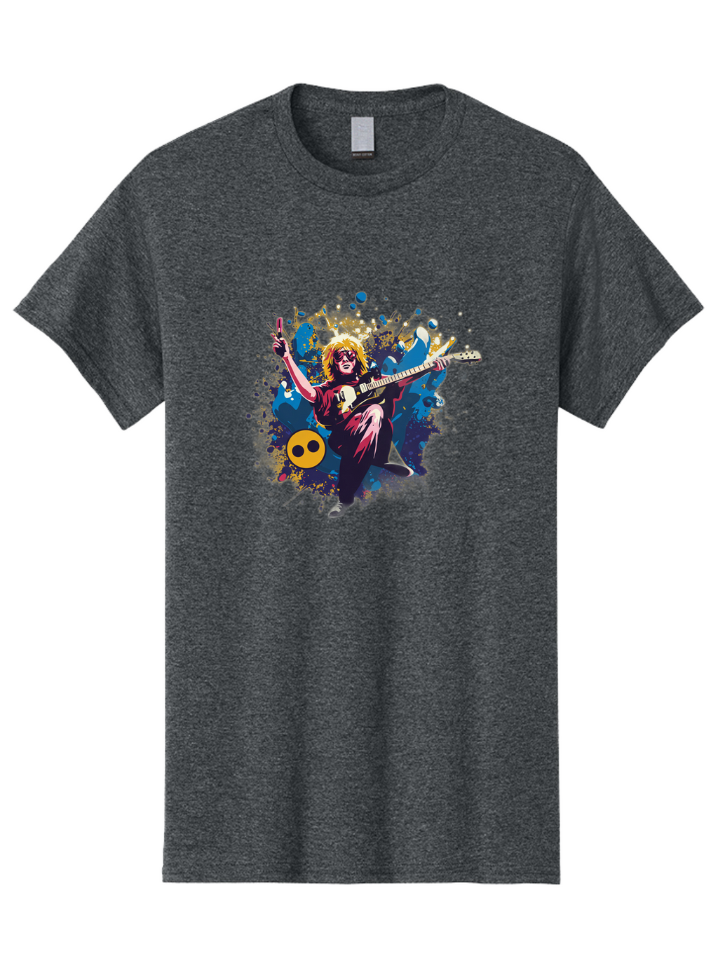 Kurt-Cobain Men'S Graphic Tee, 100% Cotton, Comfortable Casual Summer Wear, Machine Washable, Kurt Cobain Playing Guitar, Rockstar Pose, Kurt Cobain Tribute, Grunge Music, Iconic Musician, Rock On Gesture, Guitar Hero, Music Legend, Baa908