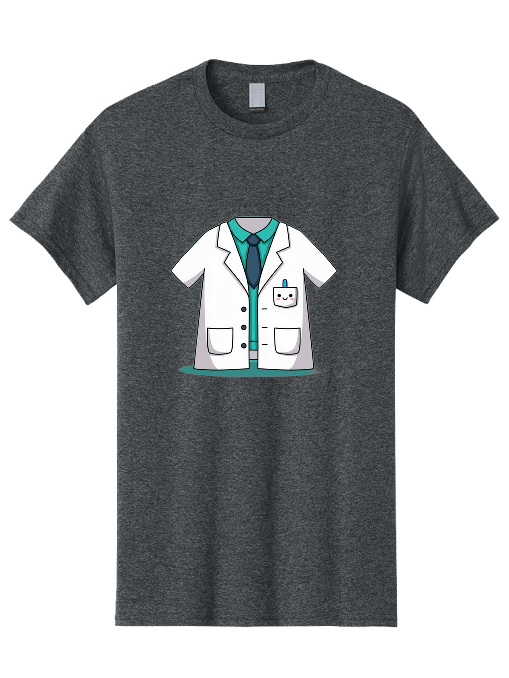 Lab-Coat Men'S Graphic Tee, 100% Cotton, Comfortable Casual Summer Wear, Machine Washable, Lab Coat, Cartoon Style, White Lab Coat, Shirt And Tie Underneath, Pocket Protector, Smiling Face, Medical Professional, Science Illustration, Baa909