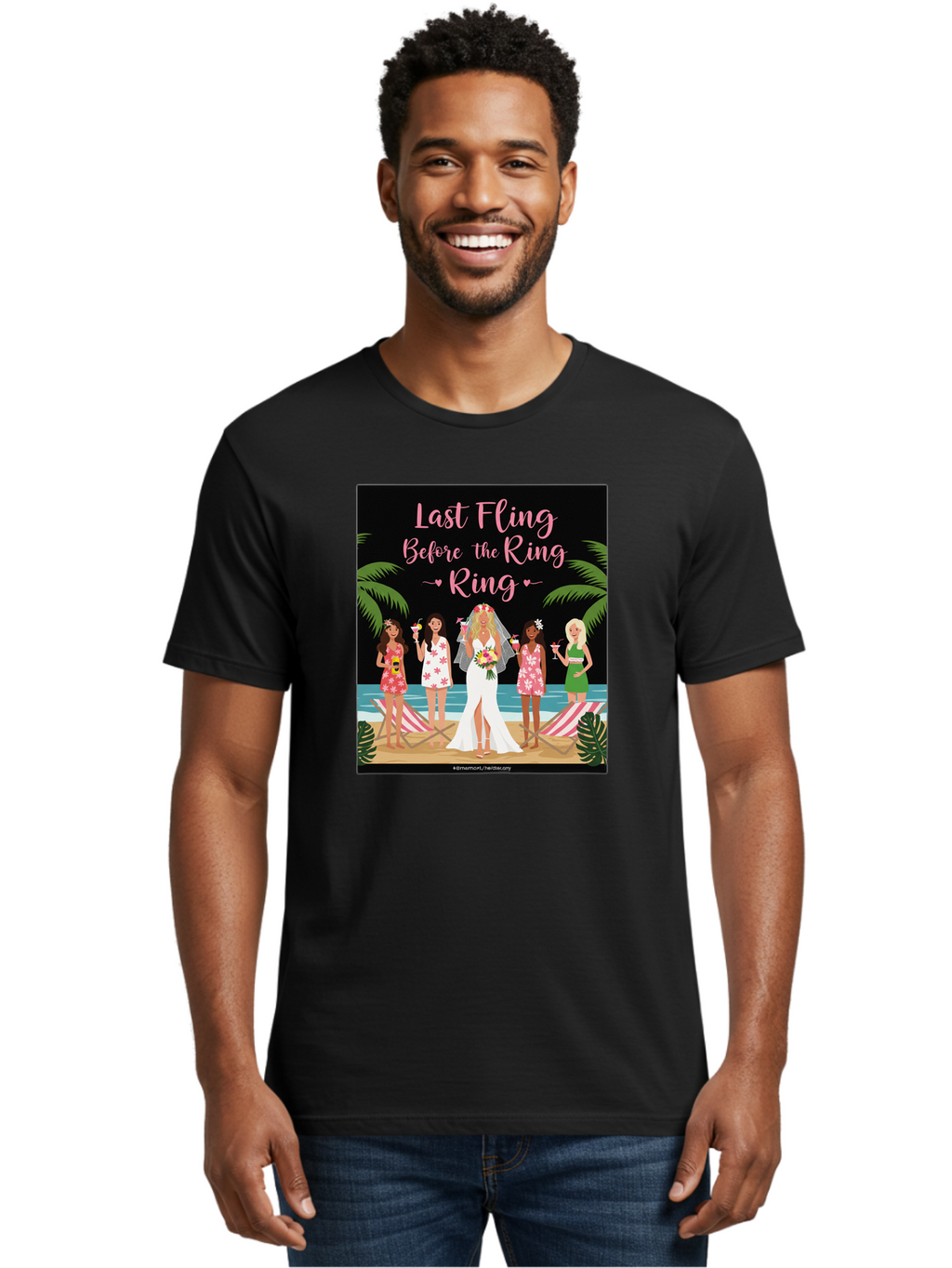 Last-Fling-Before-The-Ring Men'S Graphic Tee, 100% Cotton, Comfortable Casual Summer Wear, Machine Washable, Bride To Be, Bachelorette Party, Beach Vacation, Girls Trip, Tropical Getaway, Celebration, Hen Party, Wedding, Baa912