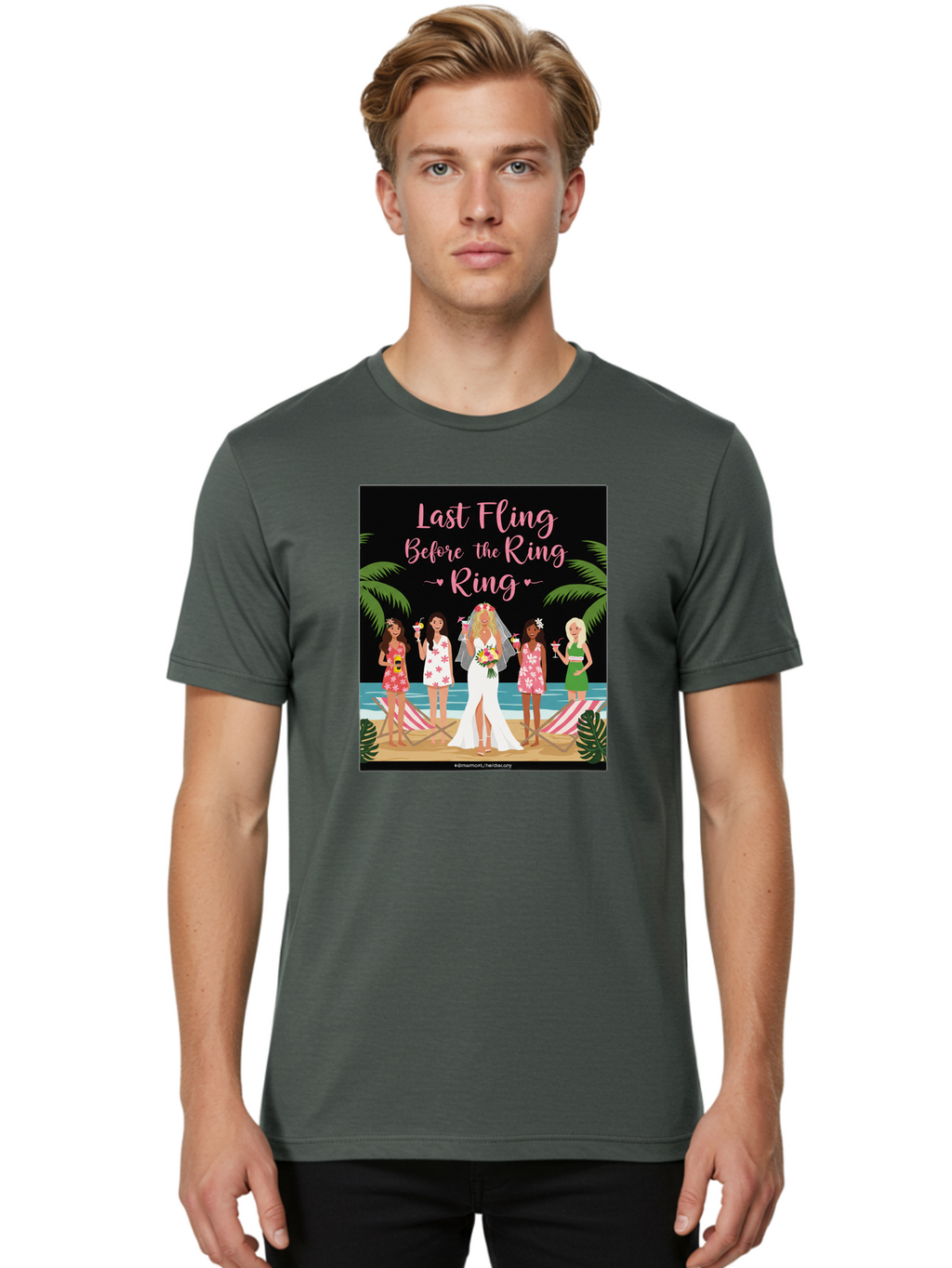 Last-Fling-Before-The-Ring Men'S Graphic Tee, 100% Cotton, Comfortable Casual Summer Wear, Machine Washable, Bride To Be, Bachelorette Party, Beach Vacation, Girls Trip, Tropical Getaway, Celebration, Hen Party, Wedding, Baa912