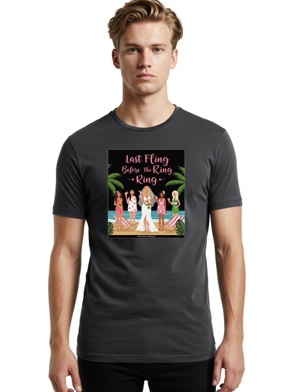Last-Fling-Before-The-Ring Men'S Graphic Tee, 100% Cotton, Comfortable Casual Summer Wear, Machine Washable, Bride To Be, Bachelorette Party, Beach Vacation, Girls Trip, Tropical Getaway, Celebration, Hen Party, Wedding, Baa912