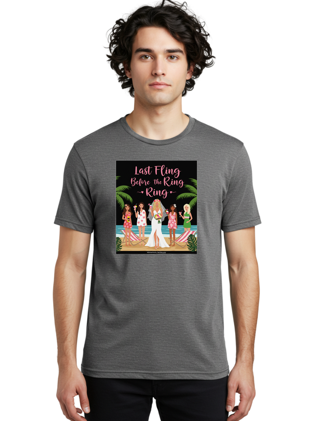 Last-Fling-Before-The-Ring Men'S Graphic Tee, 100% Cotton, Comfortable Casual Summer Wear, Machine Washable, Bride To Be, Bachelorette Party, Beach Vacation, Girls Trip, Tropical Getaway, Celebration, Hen Party, Wedding, Baa912