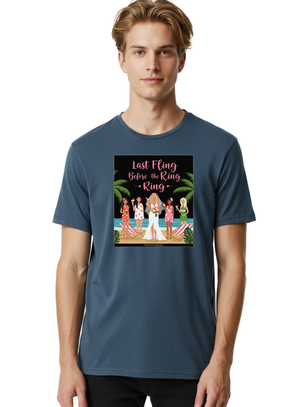 Last-Fling-Before-The-Ring Men'S Graphic Tee, 100% Cotton, Comfortable Casual Summer Wear, Machine Washable, Bride To Be, Bachelorette Party, Beach Vacation, Girls Trip, Tropical Getaway, Celebration, Hen Party, Wedding, Baa912