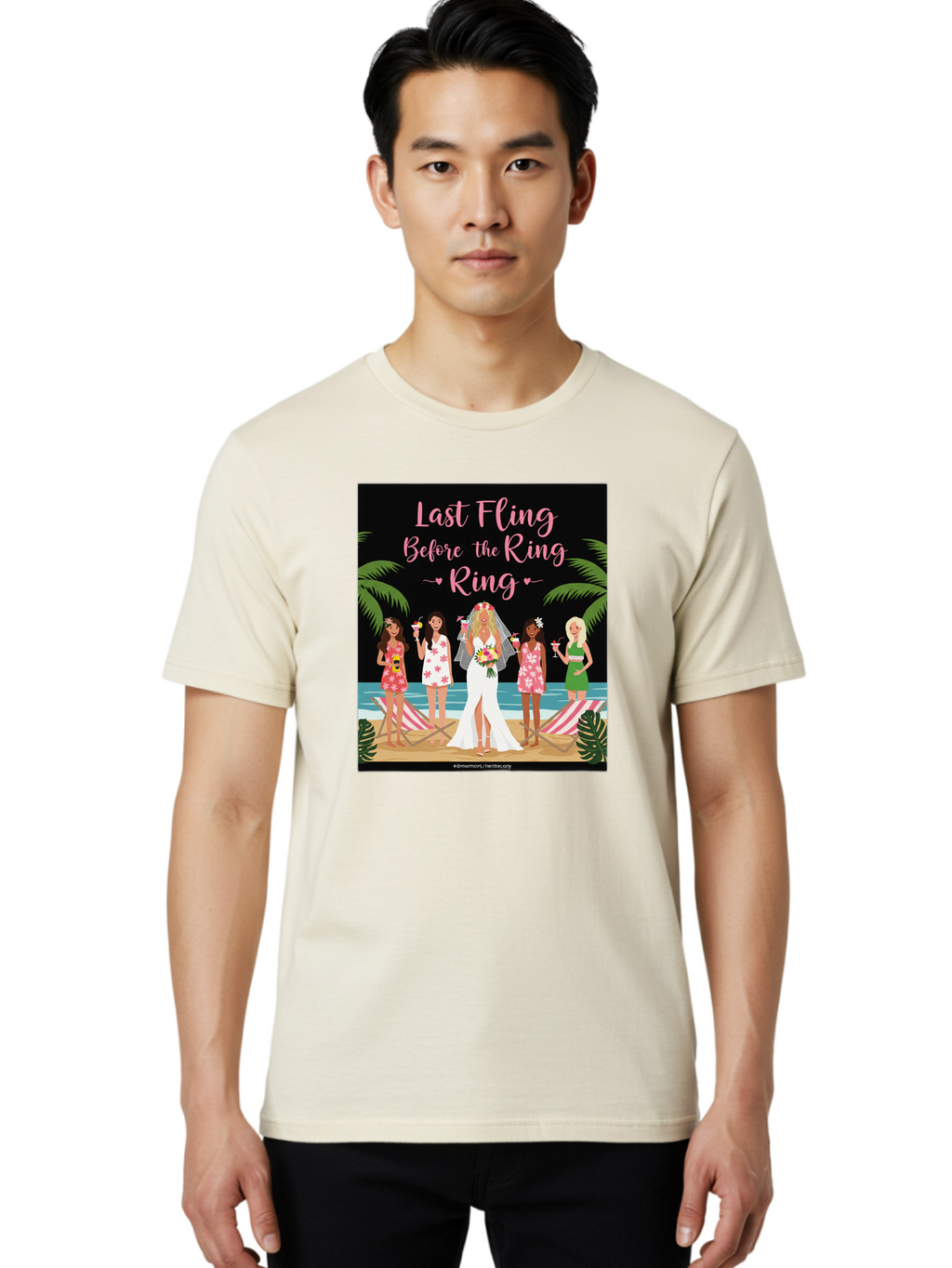 Last-Fling-Before-The-Ring Men'S Graphic Tee, 100% Cotton, Comfortable Casual Summer Wear, Machine Washable, Bride To Be, Bachelorette Party, Beach Vacation, Girls Trip, Tropical Getaway, Celebration, Hen Party, Wedding, Baa912