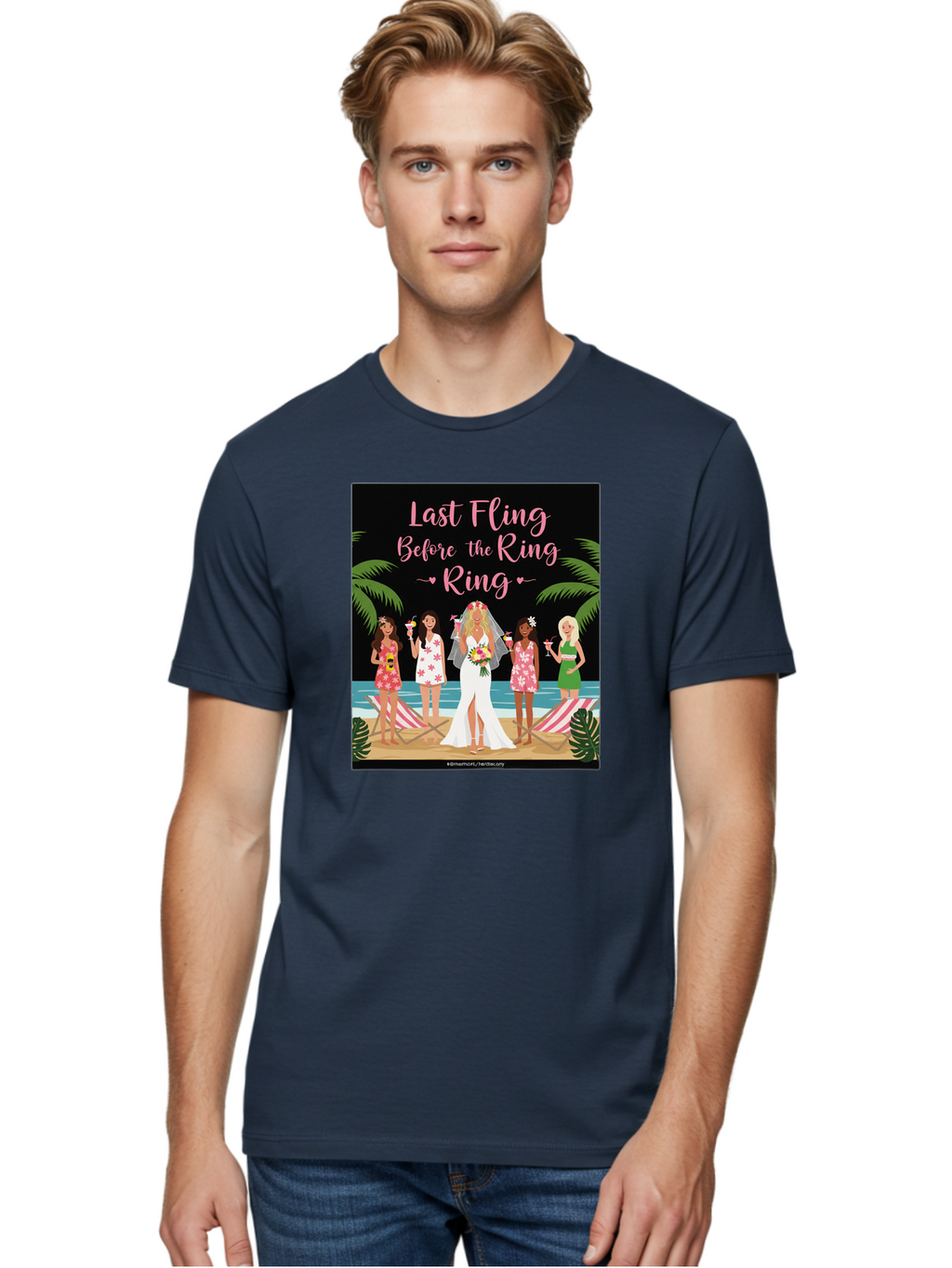 Last-Fling-Before-The-Ring Men'S Graphic Tee, 100% Cotton, Comfortable Casual Summer Wear, Machine Washable, Bride To Be, Bachelorette Party, Beach Vacation, Girls Trip, Tropical Getaway, Celebration, Hen Party, Wedding, Baa912
