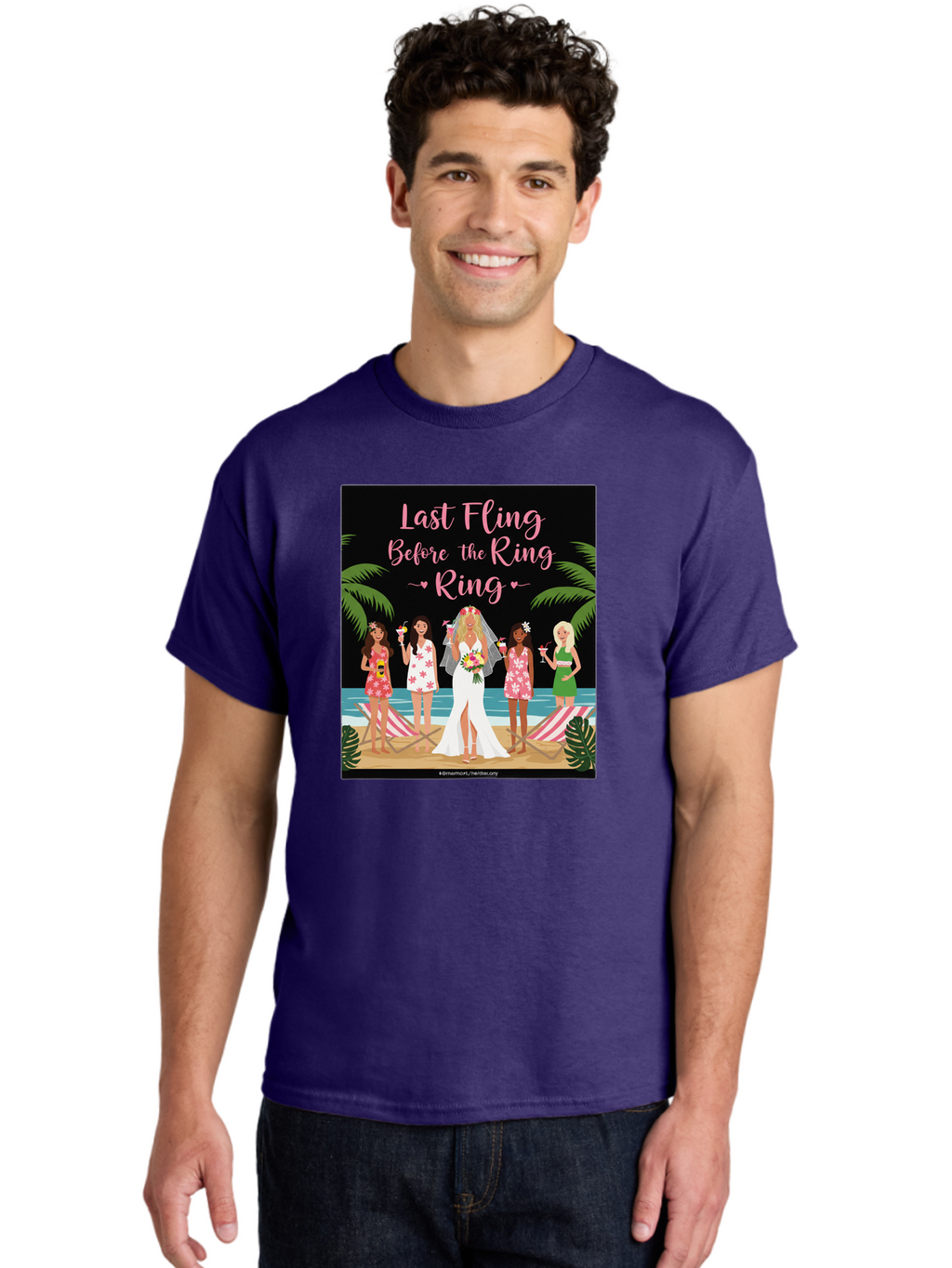 Last-Fling-Before-The-Ring Men'S Graphic Tee, 100% Cotton, Comfortable Casual Summer Wear, Machine Washable, Bride To Be, Bachelorette Party, Beach Vacation, Girls Trip, Tropical Getaway, Celebration, Hen Party, Wedding, Baa912
