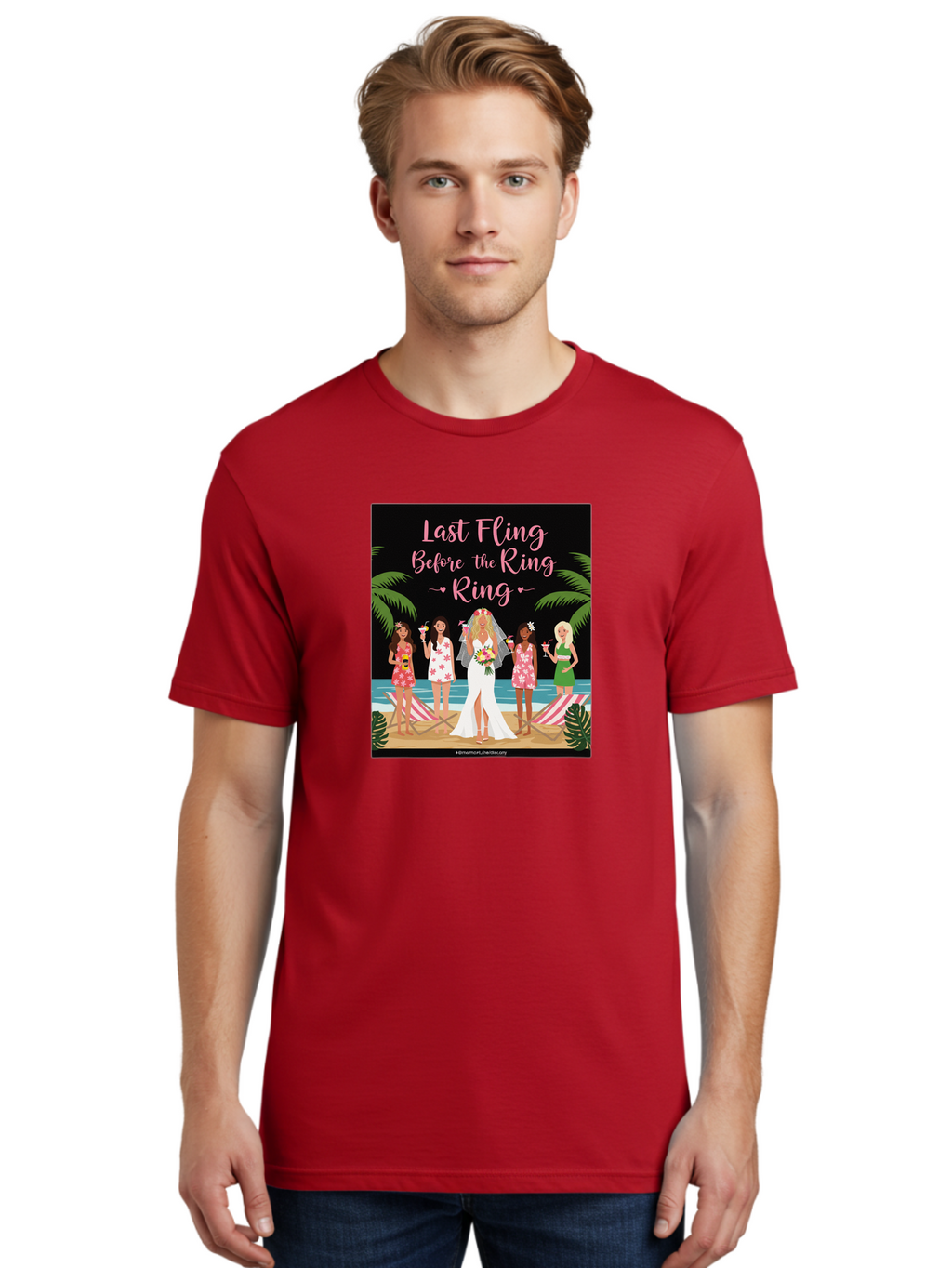Last-Fling-Before-The-Ring Men'S Graphic Tee, 100% Cotton, Comfortable Casual Summer Wear, Machine Washable, Bride To Be, Bachelorette Party, Beach Vacation, Girls Trip, Tropical Getaway, Celebration, Hen Party, Wedding, Baa912