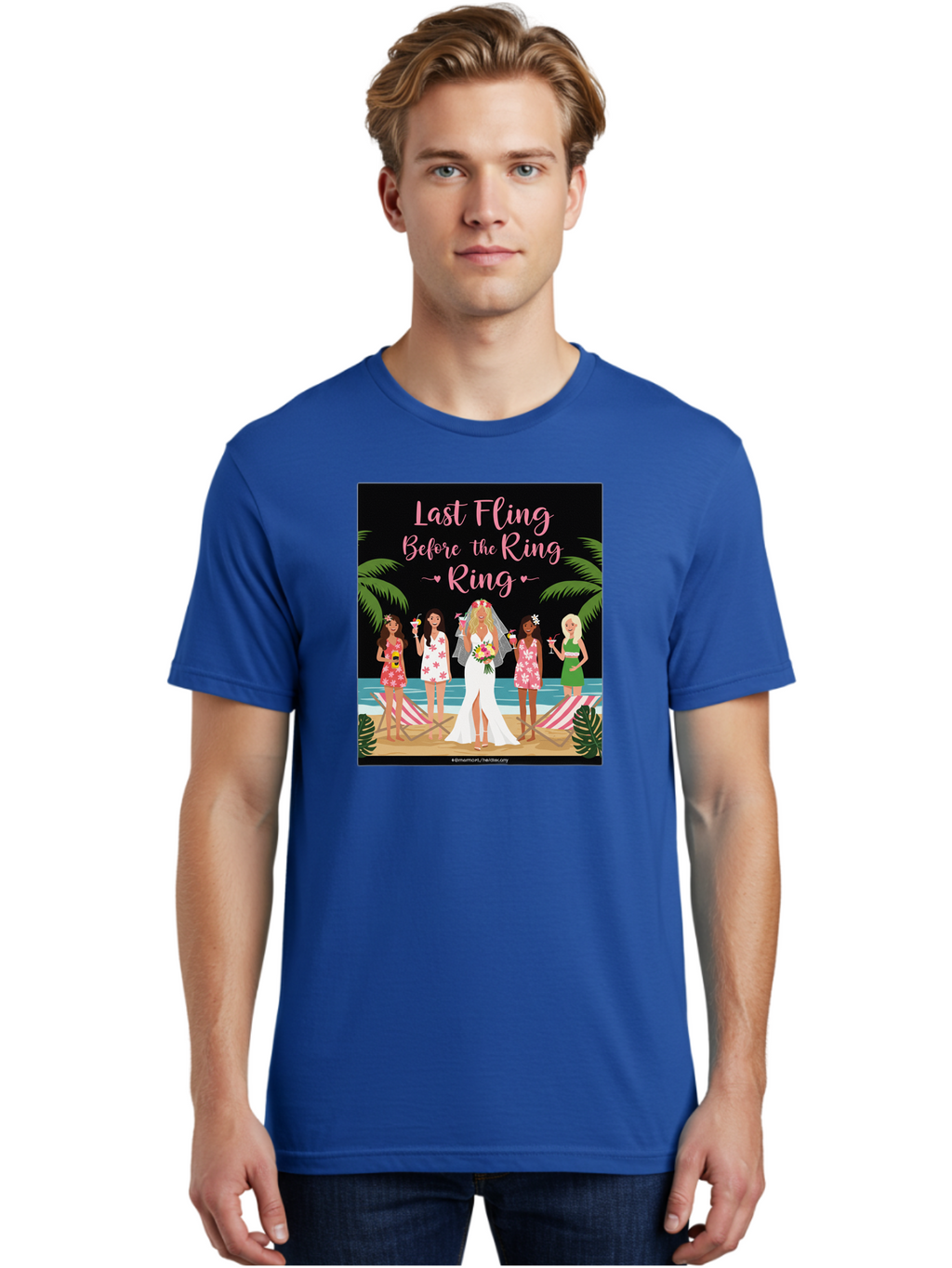 Last-Fling-Before-The-Ring Men'S Graphic Tee, 100% Cotton, Comfortable Casual Summer Wear, Machine Washable, Bride To Be, Bachelorette Party, Beach Vacation, Girls Trip, Tropical Getaway, Celebration, Hen Party, Wedding, Baa912
