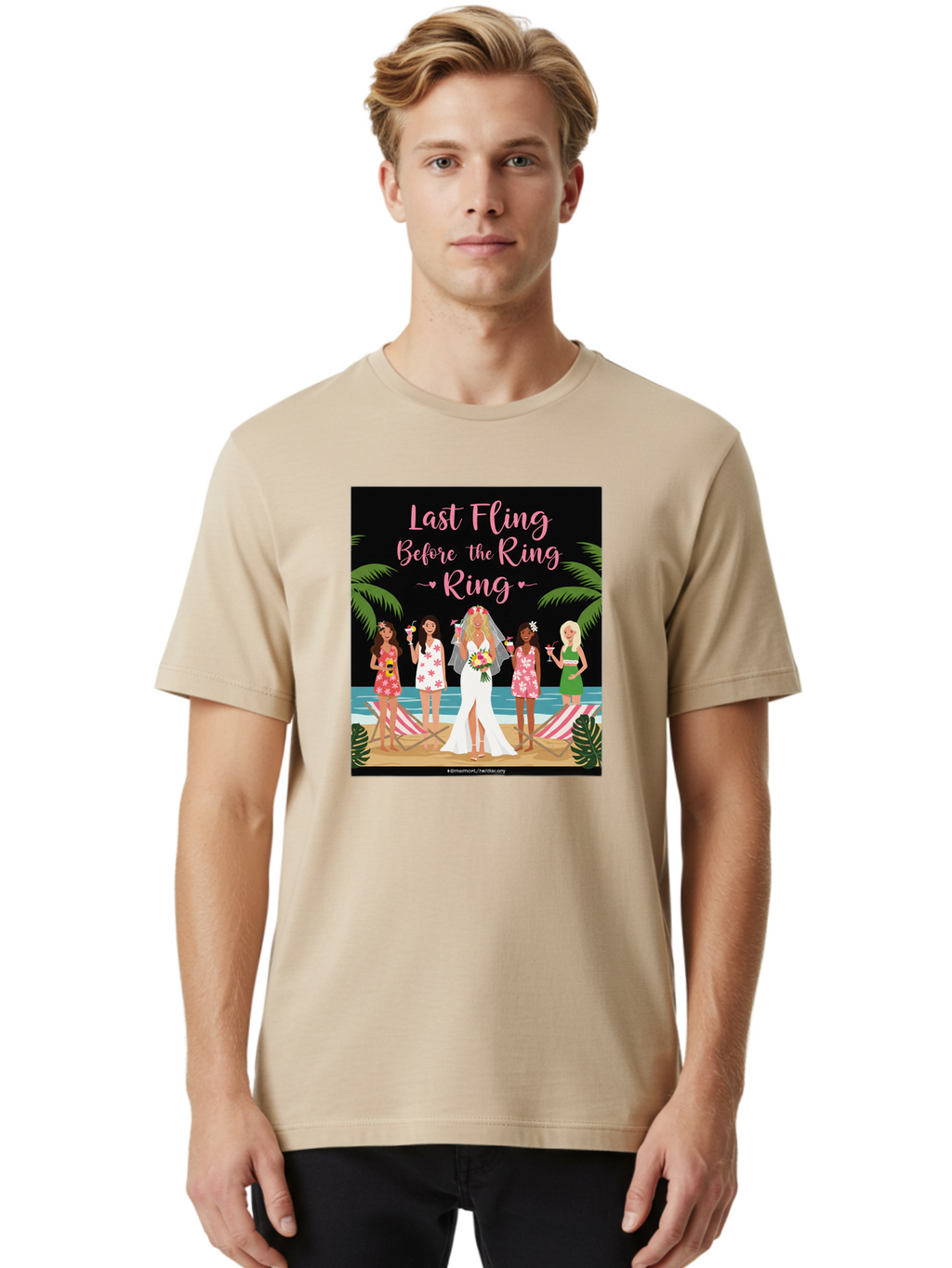 Last-Fling-Before-The-Ring Men'S Graphic Tee, 100% Cotton, Comfortable Casual Summer Wear, Machine Washable, Bride To Be, Bachelorette Party, Beach Vacation, Girls Trip, Tropical Getaway, Celebration, Hen Party, Wedding, Baa912