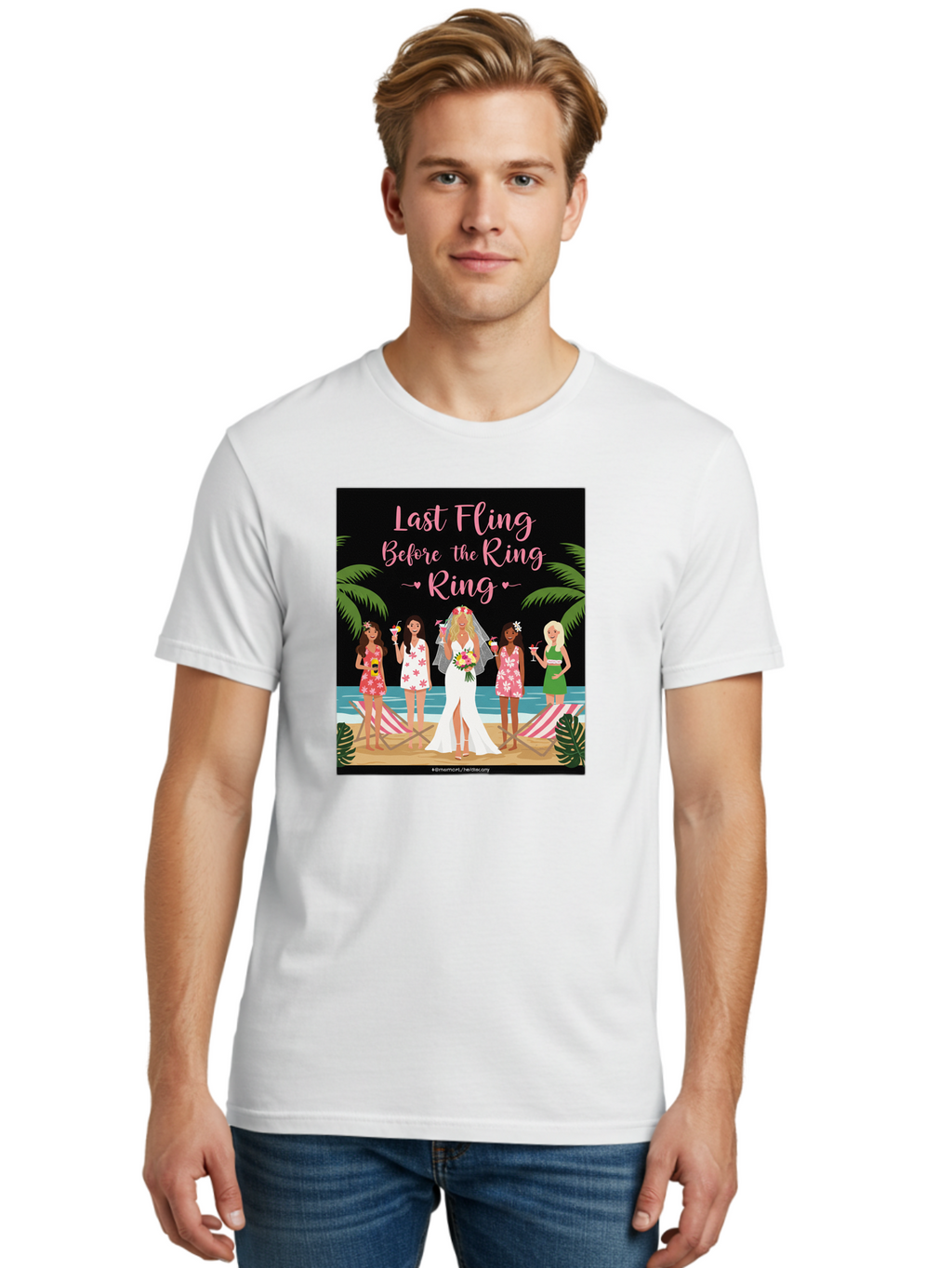 Last-Fling-Before-The-Ring Men'S Graphic Tee, 100% Cotton, Comfortable Casual Summer Wear, Machine Washable, Bride To Be, Bachelorette Party, Beach Vacation, Girls Trip, Tropical Getaway, Celebration, Hen Party, Wedding, Baa912