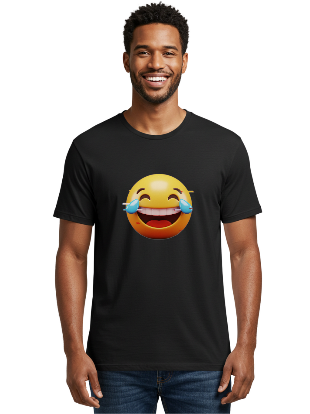 Laughing-Emoji Men'S Graphic Tee, 100% Cotton, Comfortable Casual Summer Wear, Machine Washable, Laughing Face, Happy Emoji, Joyful Expression, Smiling Face, Tears Of Joy, Funny Moment Baa915