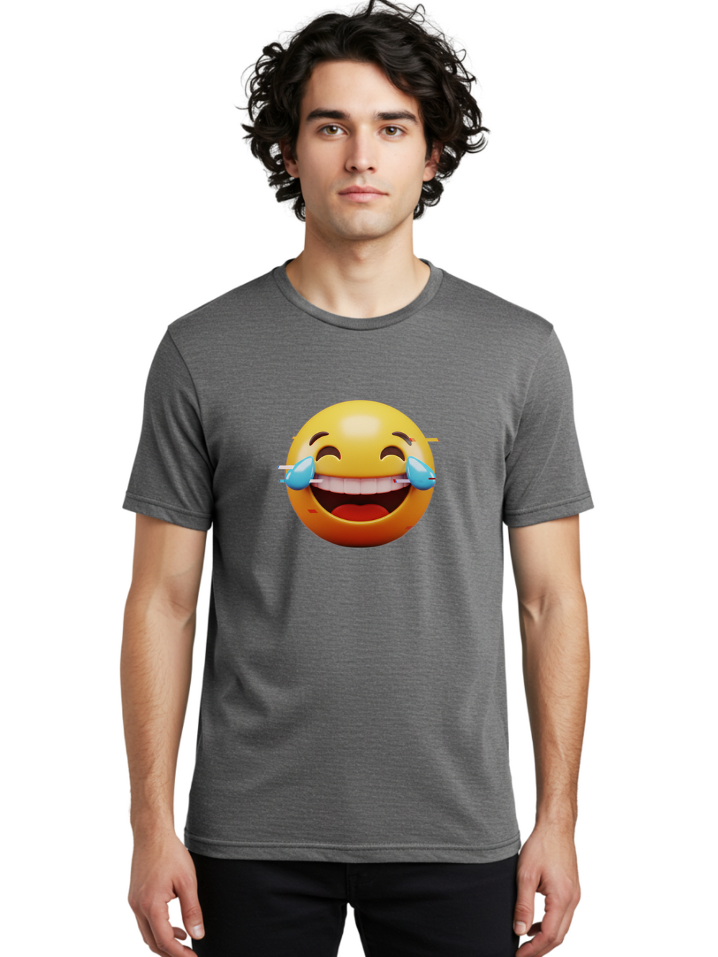 Laughing-Emoji Men'S Graphic Tee, 100% Cotton, Comfortable Casual Summer Wear, Machine Washable, Laughing Face, Happy Emoji, Joyful Expression, Smiling Face, Tears Of Joy, Funny Moment Baa915