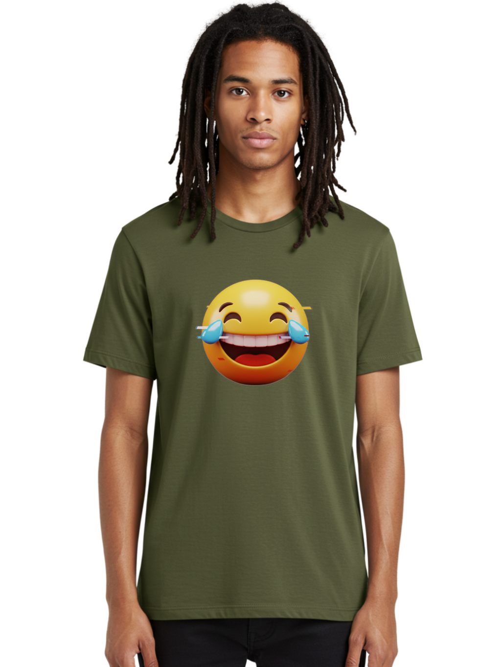 Laughing-Emoji Men'S Graphic Tee, 100% Cotton, Comfortable Casual Summer Wear, Machine Washable, Laughing Face, Happy Emoji, Joyful Expression, Smiling Face, Tears Of Joy, Funny Moment Baa915