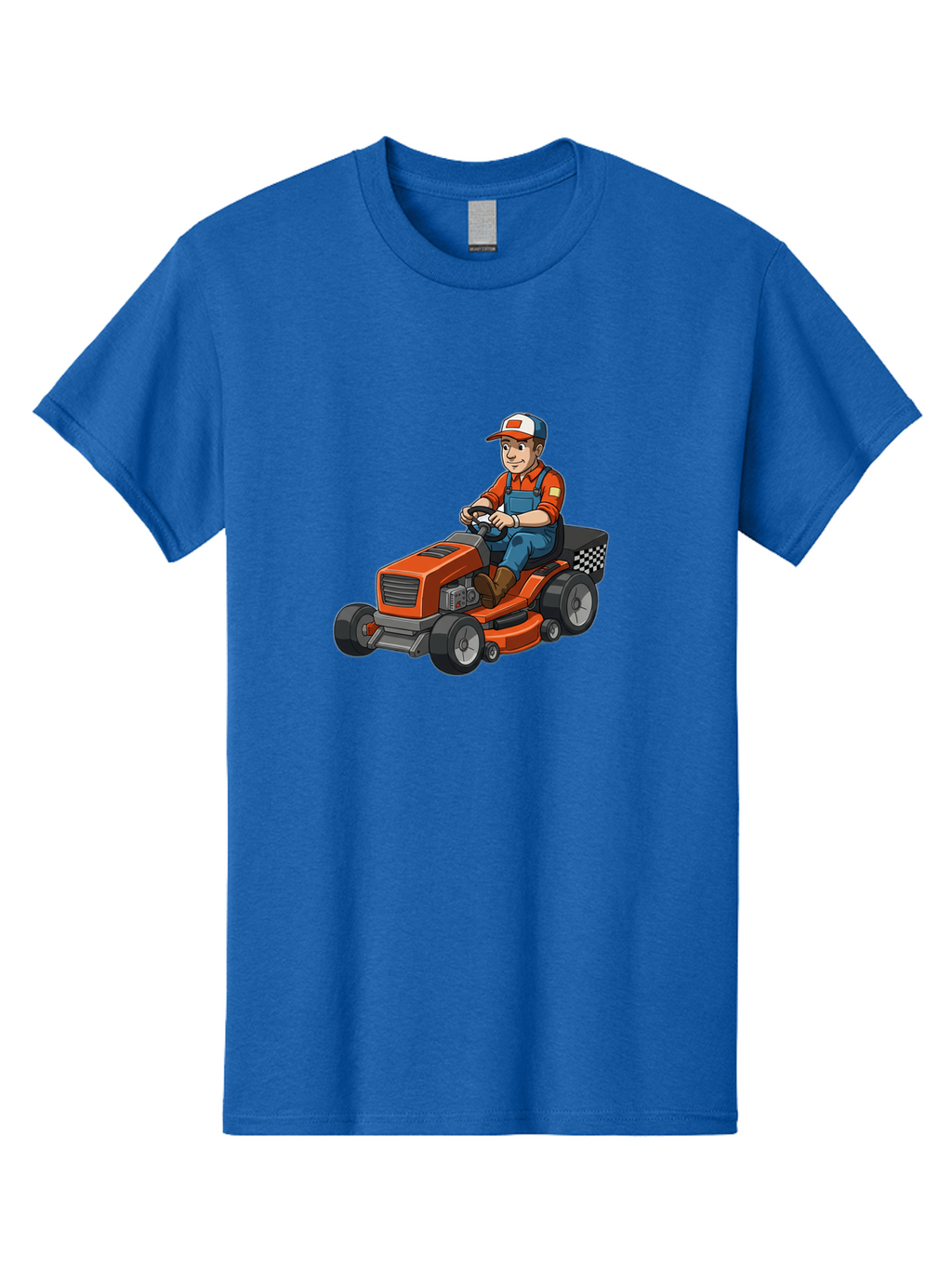 Lawn-Mower-Operator Men'S Graphic Tee, 100% Cotton, Comfortable Casual Summer Wear, Machine Washable, Lawn Mower, Gardening, Landscaping, Outdoor Work, Gardening Tools, Lawn Care, Mower, Orange Lawn Mower, Checkered Bag Baa916