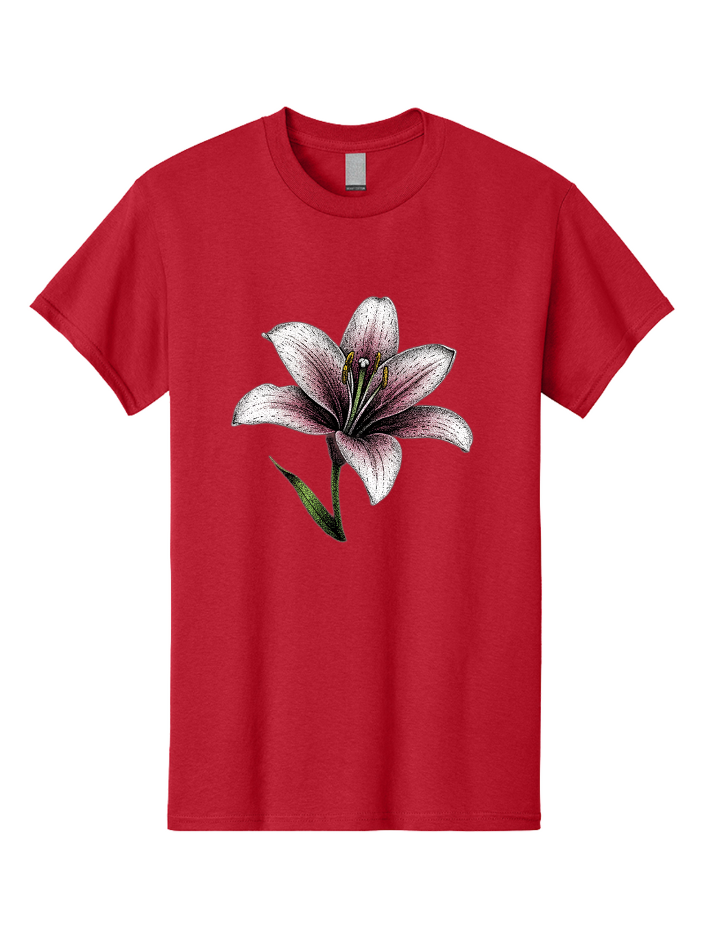 Lily-1 Men'S Graphic Tee, 100% Cotton, Comfortable Casual Summer Wear, Machine Washable, Lily Flower, Elegant Bloom, White And Purple Petals, Botanical Illustration, Delicate Stamens, Floral Beauty, Vintage Art, Flower Drawing Baa921