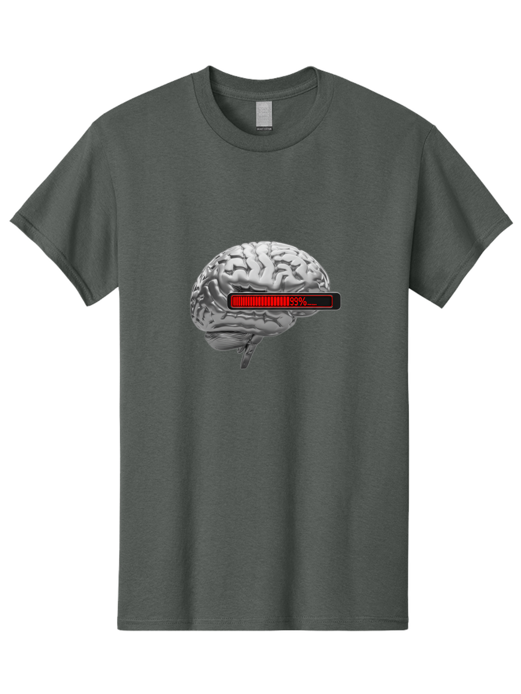 Loading-Brain-1 Men'S Graphic Tee, 100% Cotton, Comfortable Casual Summer Wear, Machine Washable, Human Brain, Loading Bar, Progress Indicator, 99% Complete, Grey Brain, Futuristic Concept, Technology Integration, Cognitive Processing, Baa924