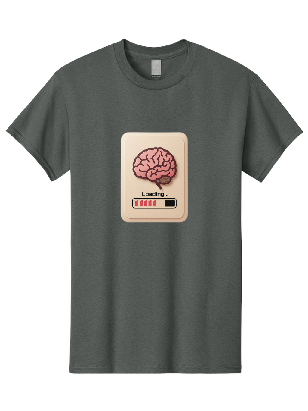 Loading-Brain Men'S Graphic Tee, 100% Cotton, Comfortable Casual Summer Wear, Machine Washable, Brain Loading Animation, Progress Bar, Cognitive Development, Mental Processing, Brain Function, Knowledge Acquisition Baa925
