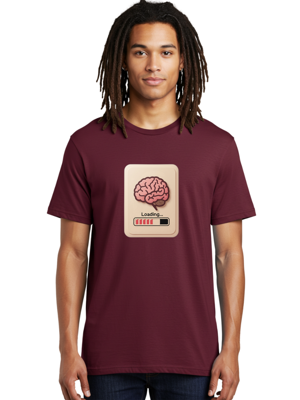 Loading-Brain Men'S Graphic Tee, 100% Cotton, Comfortable Casual Summer Wear, Machine Washable, Brain Loading Animation, Progress Bar, Cognitive Development, Mental Processing, Brain Function, Knowledge Acquisition Baa925