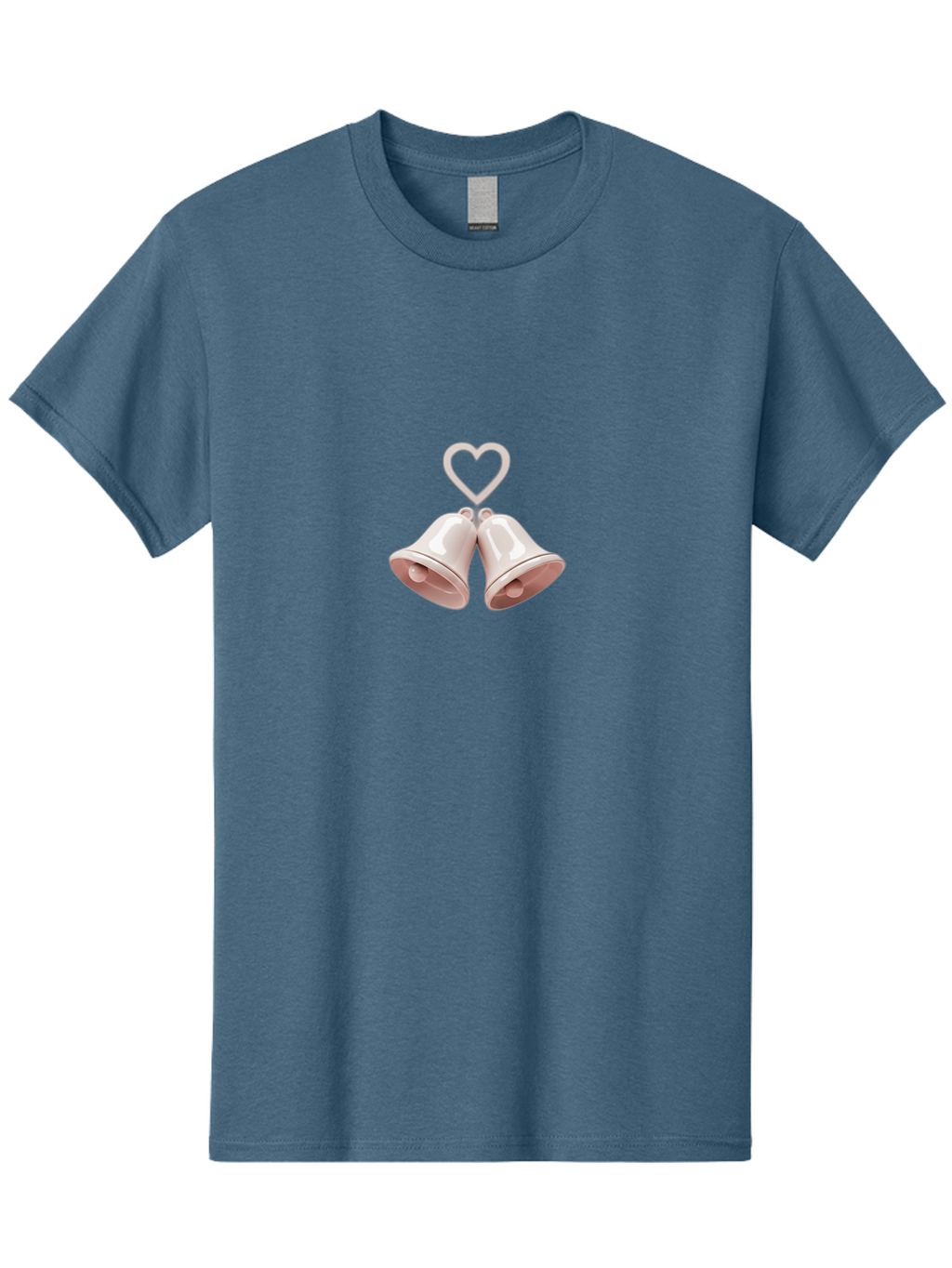 Love-Bells Men'S Graphic Tee, 100% Cotton, Comfortable Casual Summer Wear, Machine Washable, Pink Bells, Heart Shape, Love Symbol, Wedding Decoration, Romantic Theme, Valentine'S Day, Charming, Sweet, Pastel Colors Baa932
