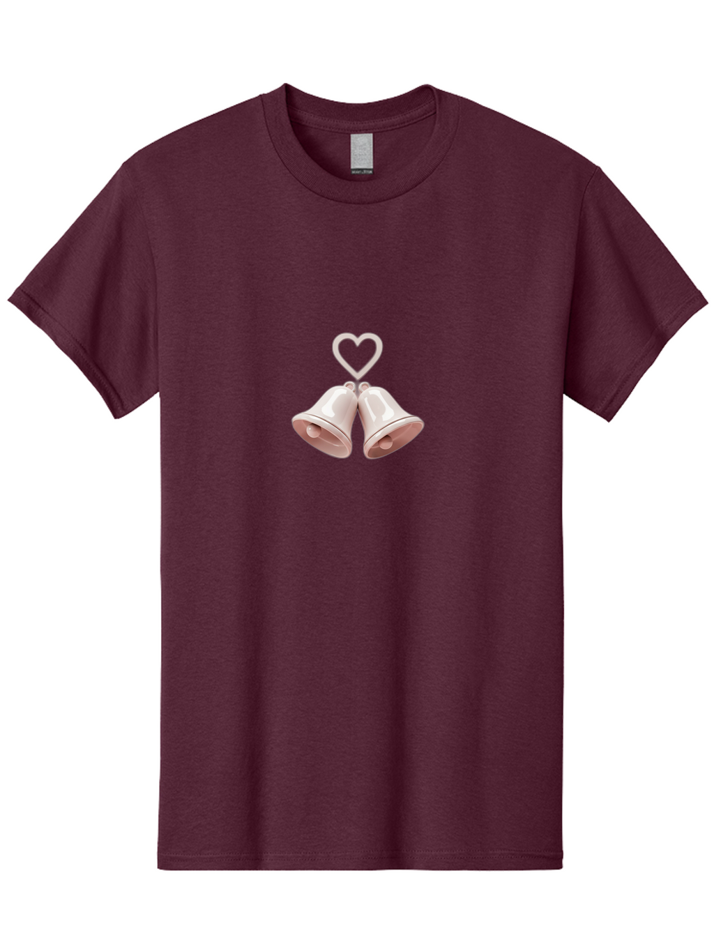 Love-Bells Men'S Graphic Tee, 100% Cotton, Comfortable Casual Summer Wear, Machine Washable, Pink Bells, Heart Shape, Love Symbol, Wedding Decoration, Romantic Theme, Valentine'S Day, Charming, Sweet, Pastel Colors Baa932
