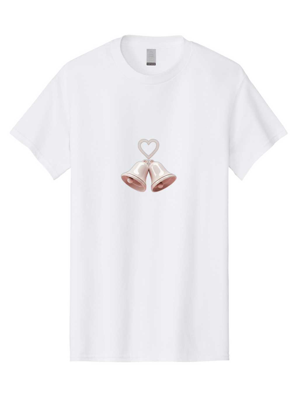 Love-Bells Men'S Graphic Tee, 100% Cotton, Comfortable Casual Summer Wear, Machine Washable, Pink Bells, Heart Shape, Love Symbol, Wedding Decoration, Romantic Theme, Valentine'S Day, Charming, Sweet, Pastel Colors Baa932