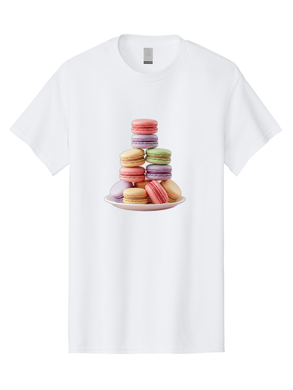Macaron-Tower Men'S Graphic Tee, 100% Cotton, Comfortable Casual Summer Wear, Machine Washable, Colorful Macarons, Pastel Colors, Dessert Tower, French Patisserie, Sweet Treats, Macaron Stack, Vibrant Hues, Delicate Meringue, Baked Goods, Baa941