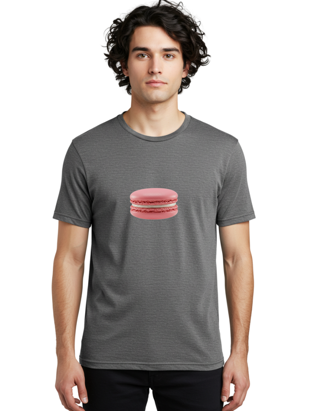 Macaron Men'S Graphic Tee, 100% Cotton, Comfortable Casual Summer Wear, Machine Washable, Pink Macaron, French Dessert, Sweet Treat, Meringue-Based Cookie, Creamy Filling, Delicate Texture, Pastel Colors, Bakery Delights, Sweet Indulgence, Baa942