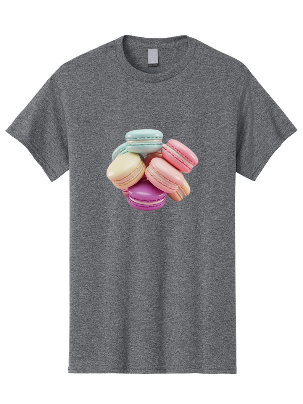 Macarons-11 Men'S Graphic Tee, 100% Cotton, Comfortable Casual Summer Wear, Machine Washable, Colorful Macarons, Pastel-Colored Desserts, Sweet Treats, French Patisserie, Delicate Meringue-Based Cookies, Creamy Fillings, Vibrant Colors, Baa945