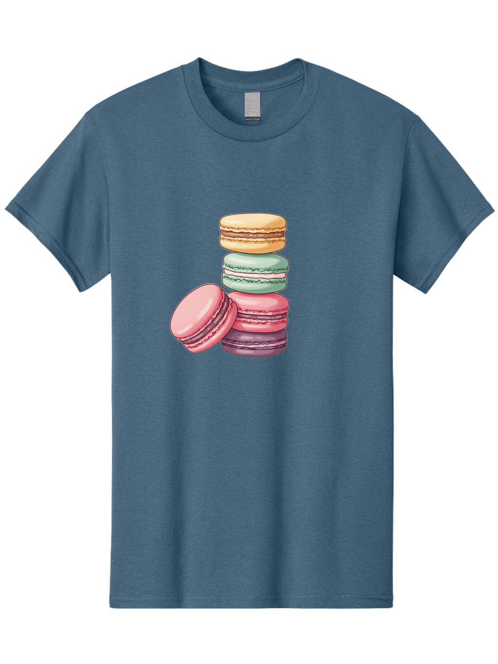 Macarons-4 Men'S Graphic Tee, 100% Cotton, Comfortable Casual Summer Wear, Machine Washable, Stack Of Colorful Macarons, Pastel Colors, Sweet Treats, Dessert, Baked Goods, French Patisserie, Macaron Stack, French Dessert, Colorful Sweets, Baa948