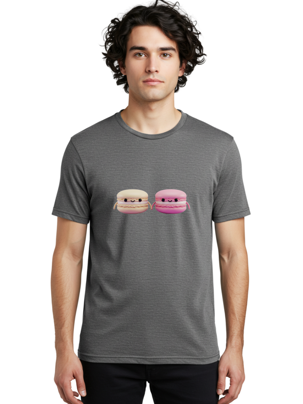 Macarons-5 Men'S Graphic Tee, 100% Cotton, Comfortable Casual Summer Wear, Machine Washable, Cute Macaron Characters, Pastel Colors, Soft Toys, Adorable Faces, Whimsical Design, Sweet Treats, Plush Friends, Kawaii Baa949